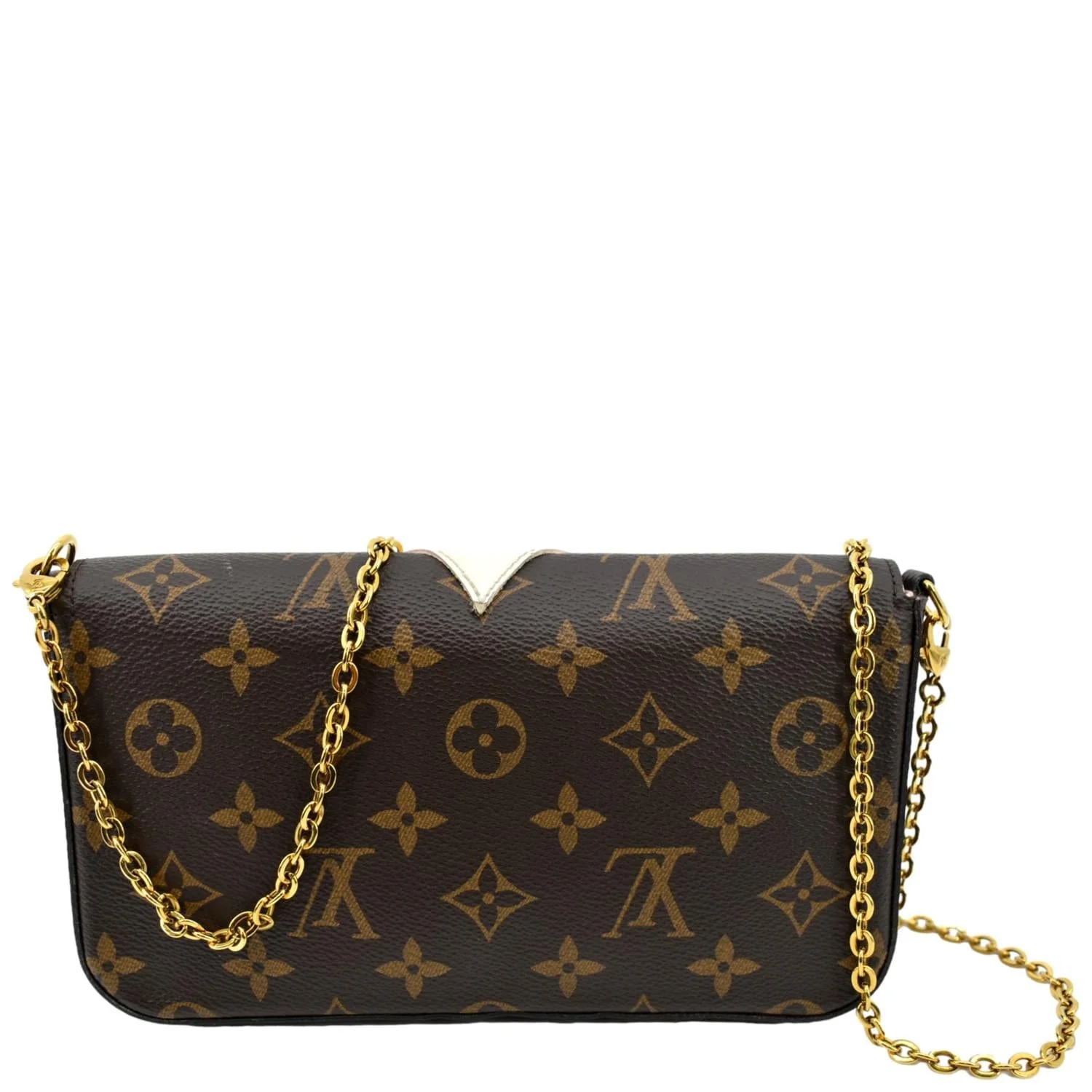 LOUIS VUITTON Pochette Felicie Owl Monogram Chain Crossbody Bag Brown - Image 3