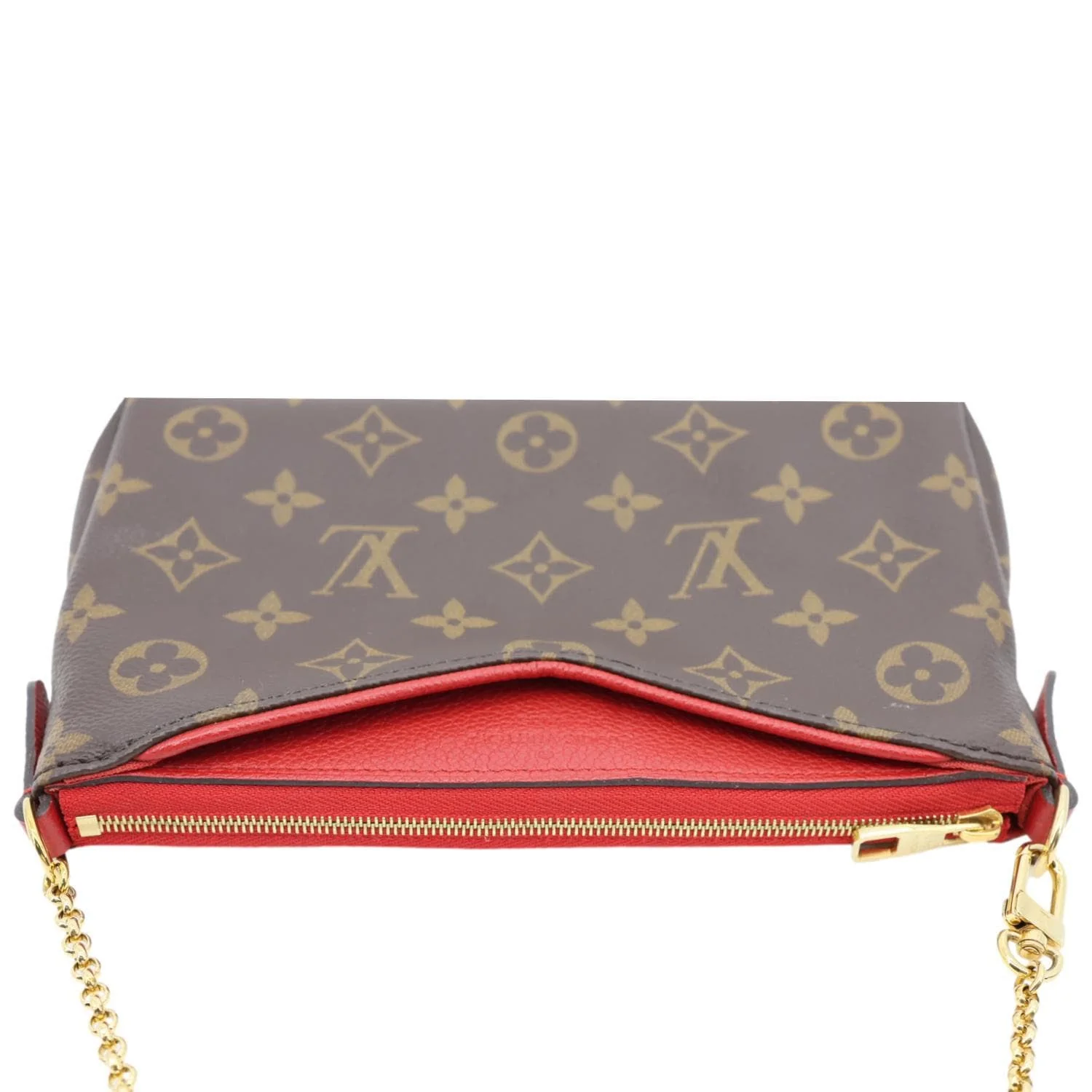 LOUIS VUITTON Pallas Monogram Canvas Clutch Crossbody Bag Red - Image 6