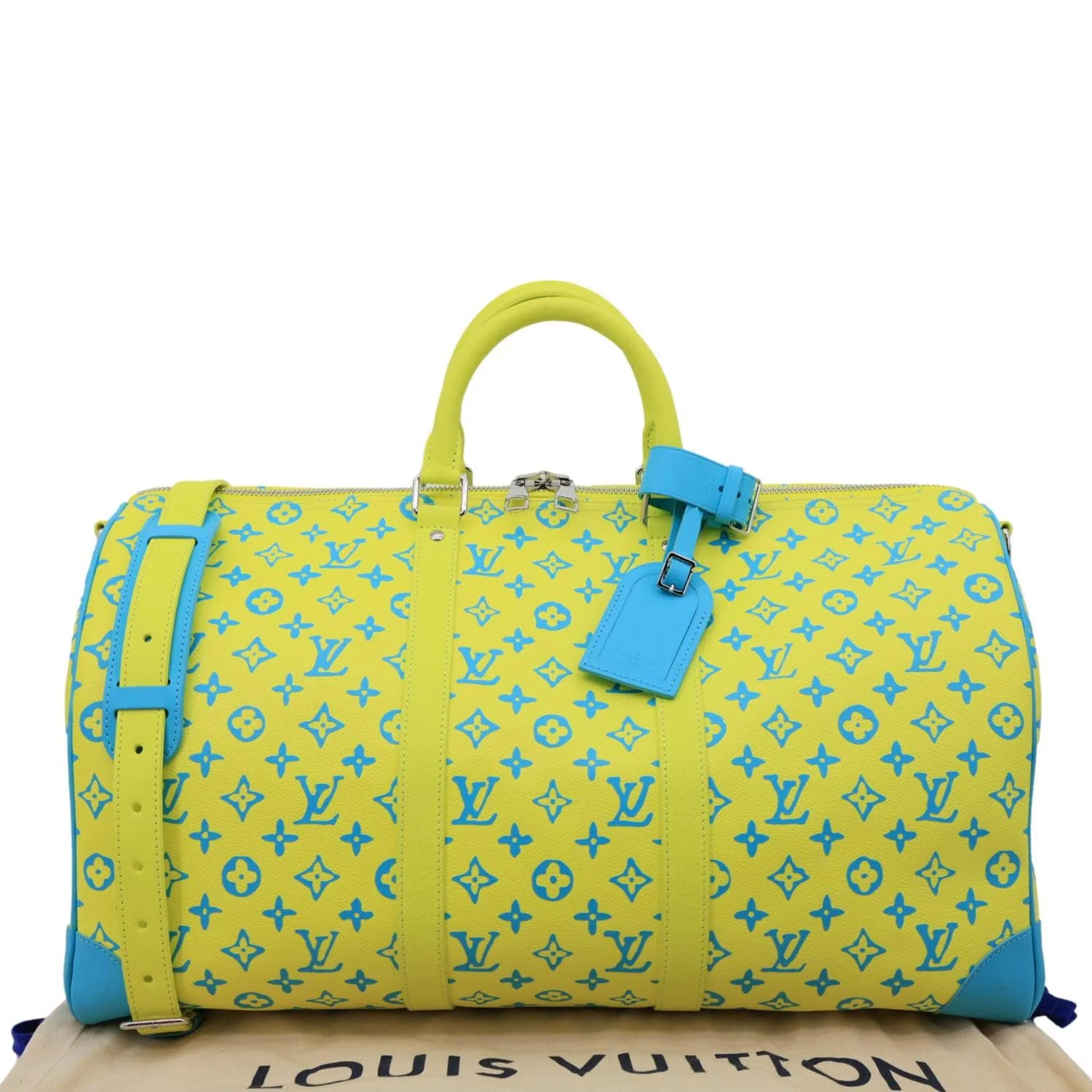 LOUIS VUITTON Playground Keepall 50 Bandouliere Monogram Canvas Travel Bag Neon Yellow - Image 3
