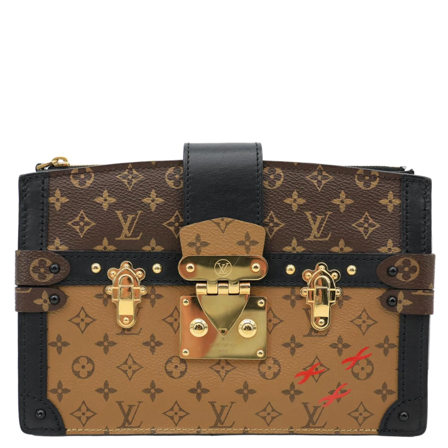 LOUIS VUITTON Trunk Clutch Reverse Monogram Crossbody Bag Brown - Image 3