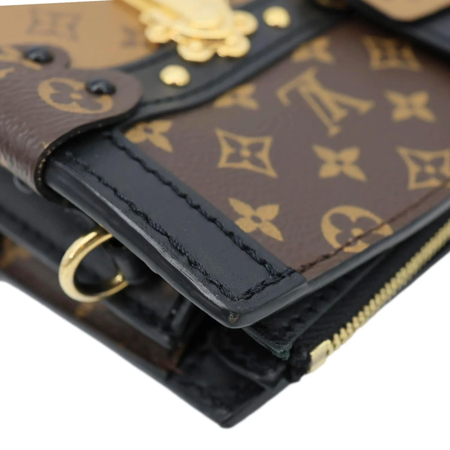 LOUIS VUITTON Trunk Clutch Reverse Monogram Crossbody Bag Brown - Image 6