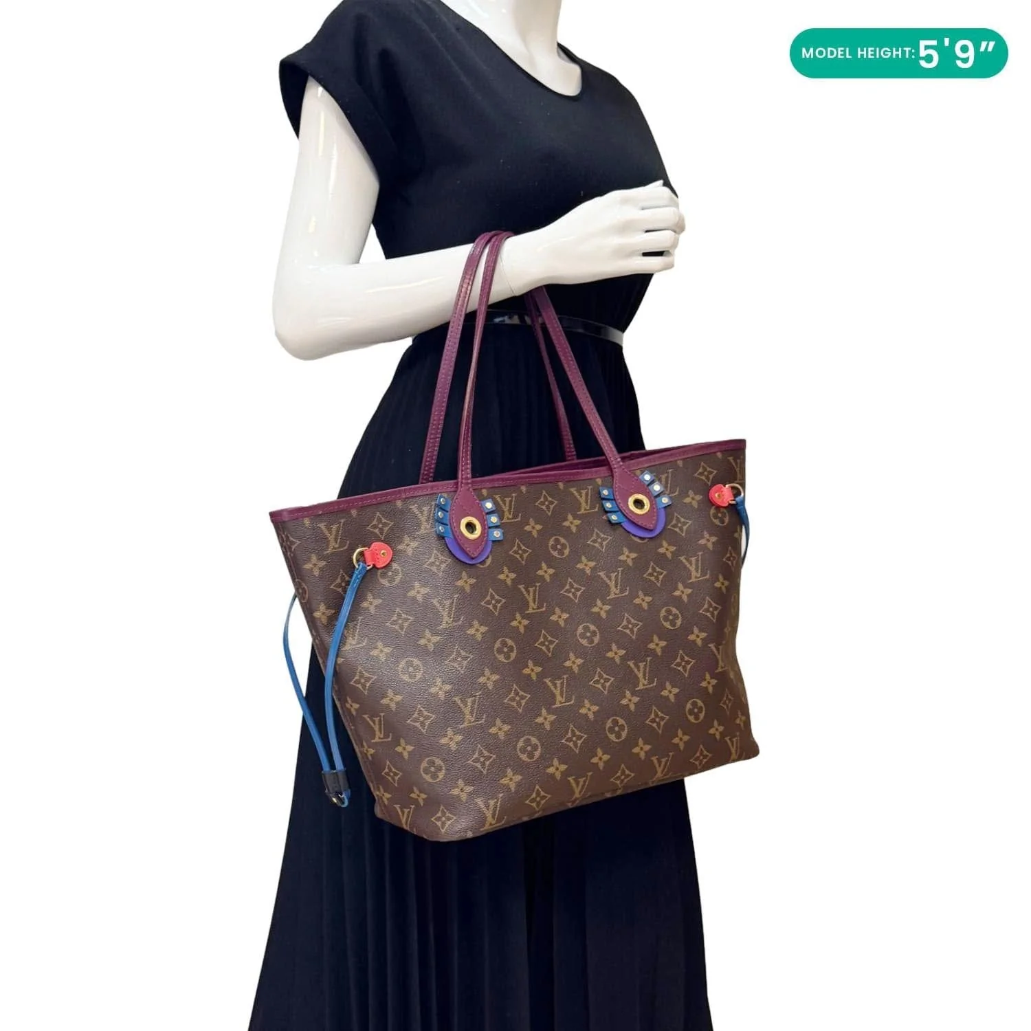 LOUIS VUITTON Neverfull MM Totem Monogram Canvas Shoulder Bag Magenta - Image 2