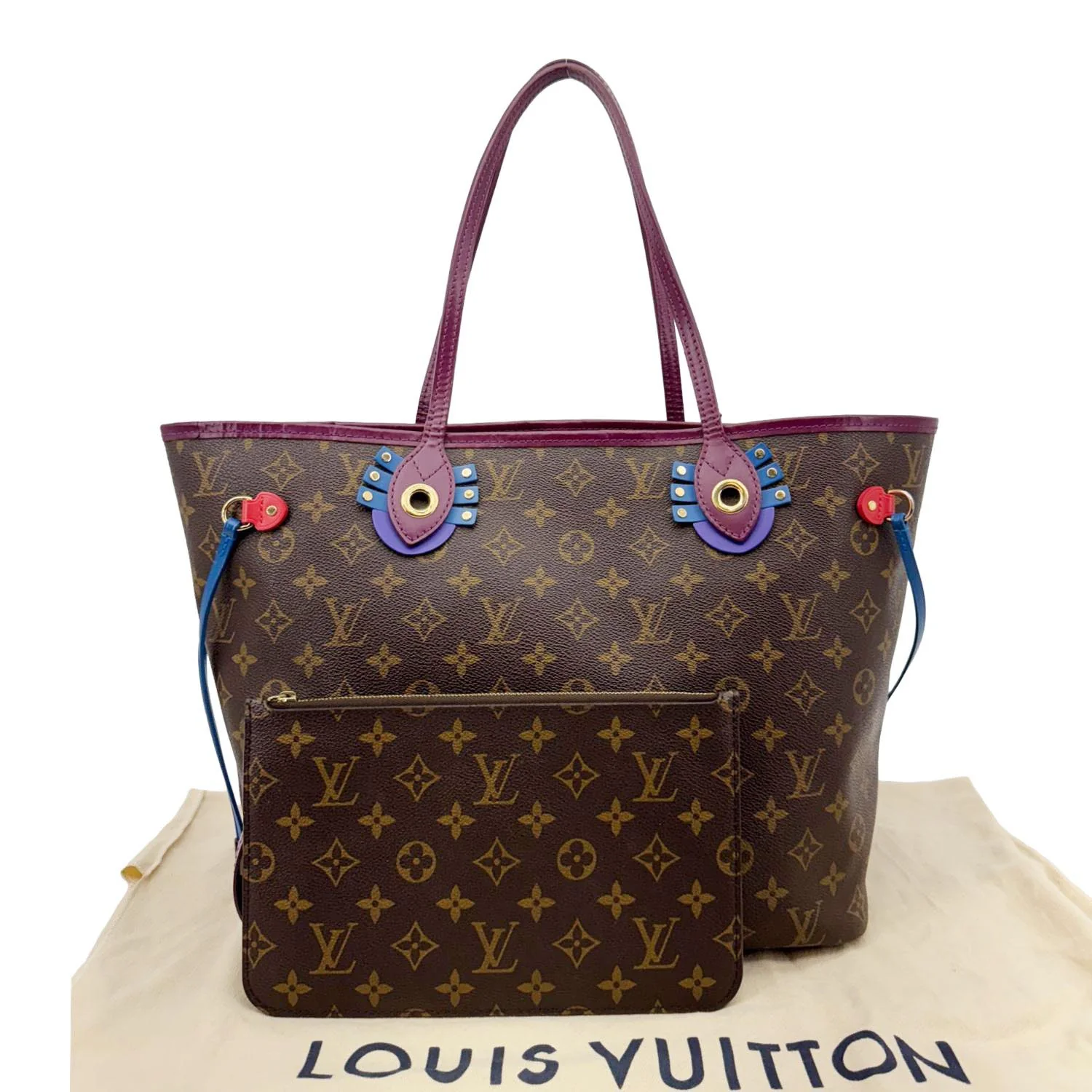 LOUIS VUITTON Neverfull MM Totem Monogram Canvas Shoulder Bag Magenta - Image 3