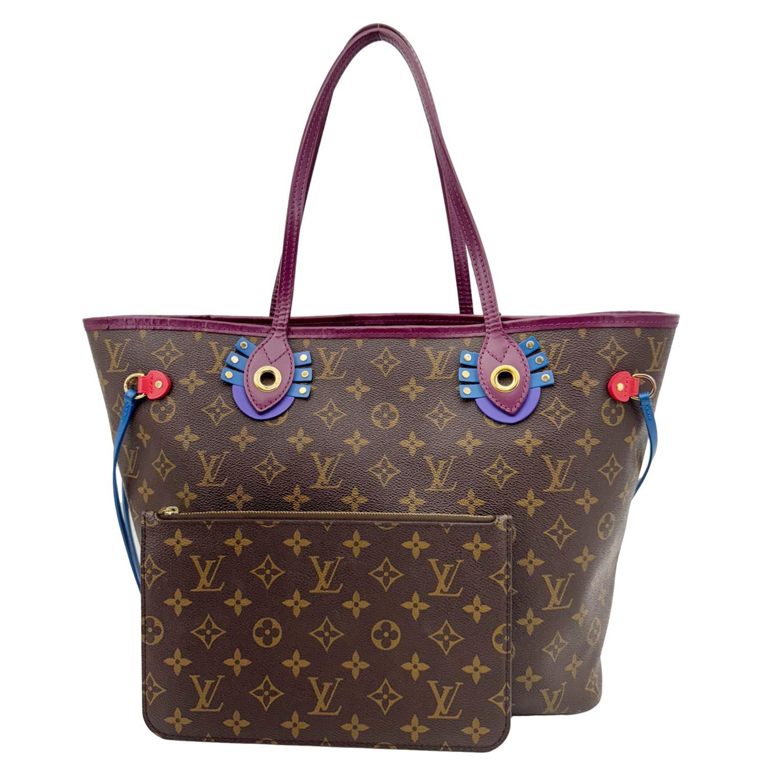 LOUIS VUITTON Neverfull MM Totem Monogram Canvas Shoulder Bag Magenta - Image 4