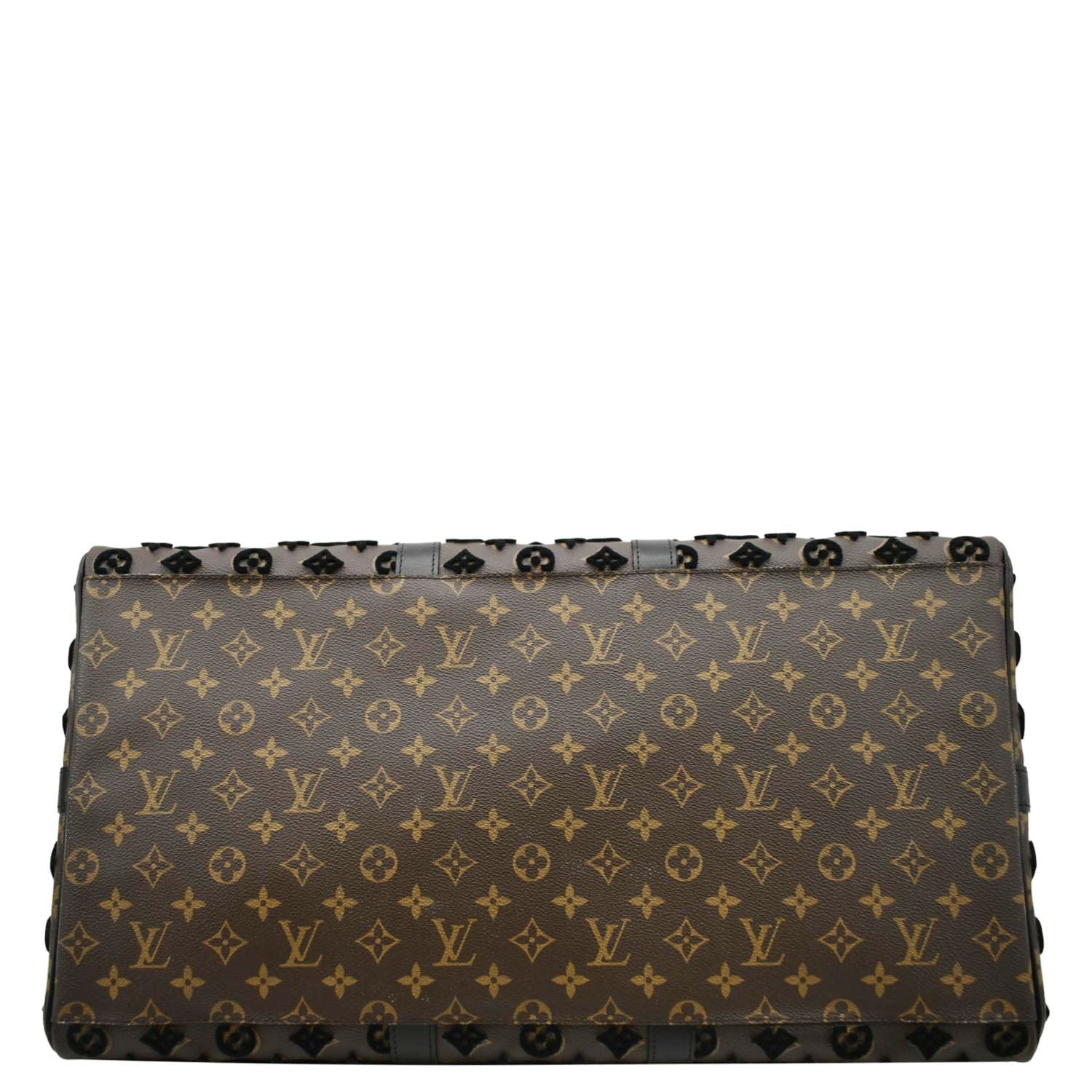 LOUIS VUITTON Keepall Triangle 50 Monogram Tuffetage Travel Bag Black - Image 11