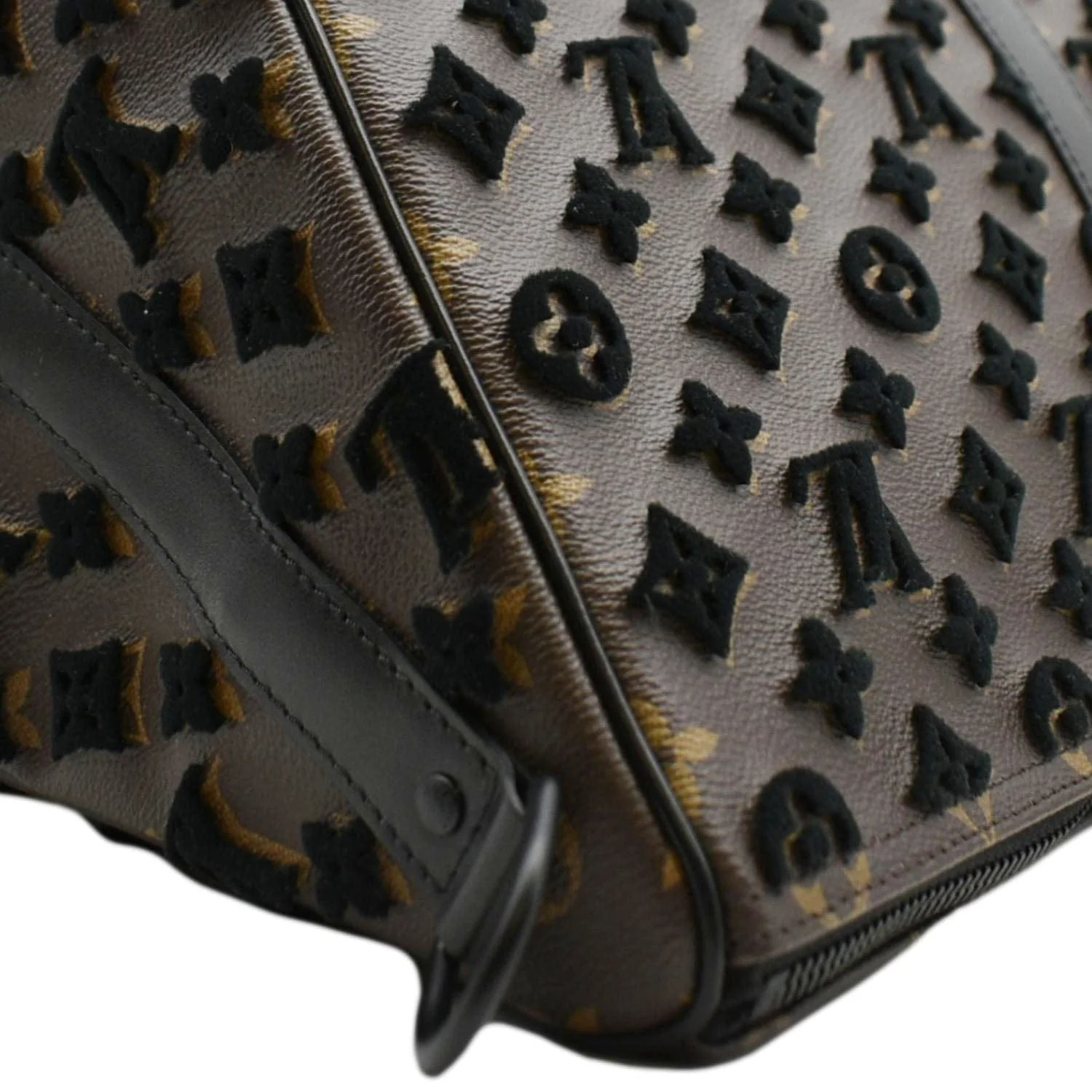 LOUIS VUITTON Keepall Triangle 50 Monogram Tuffetage Travel Bag Black - Image 7