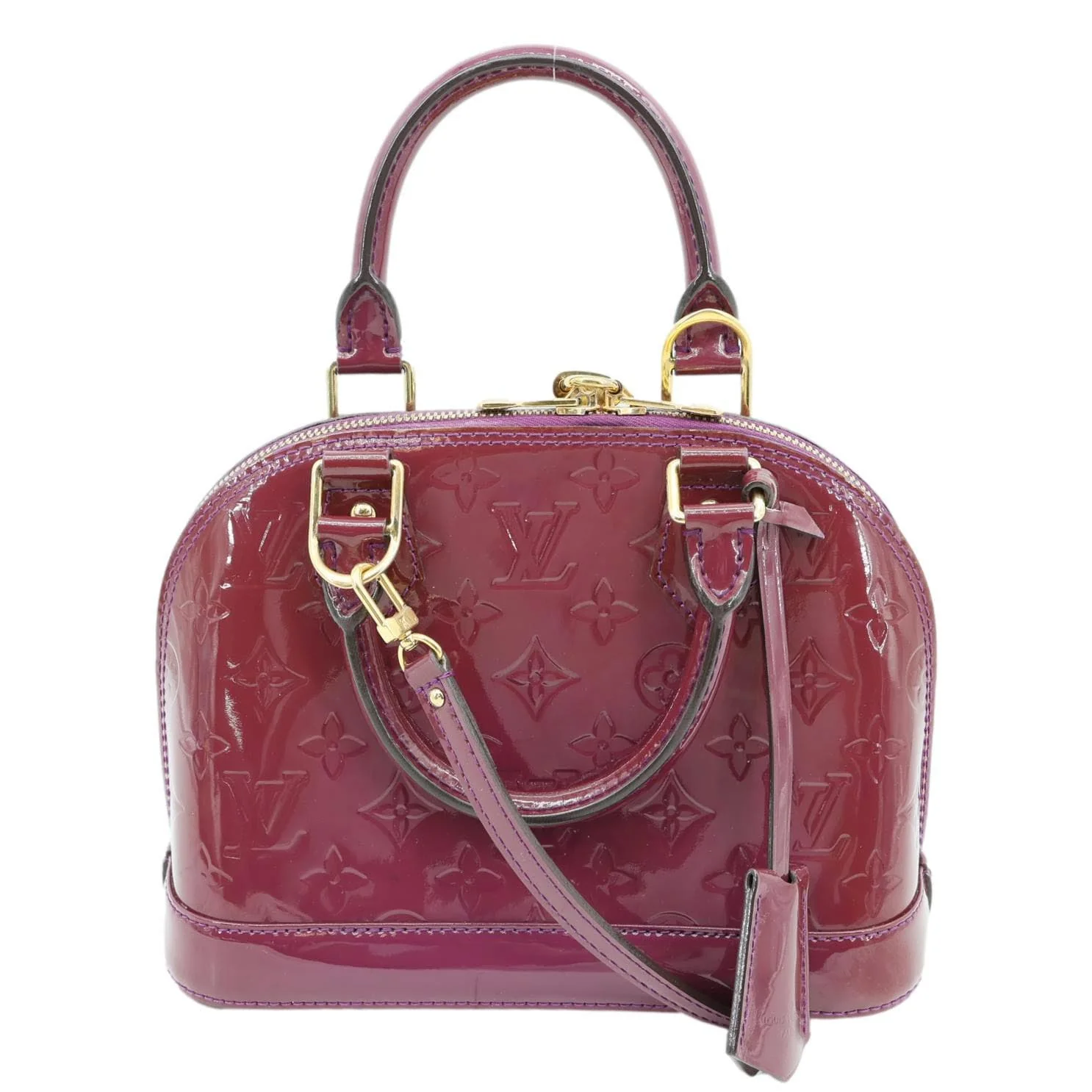 LOUIS VUITTON Alma BB Monogram Vernis Satchel Bag Red