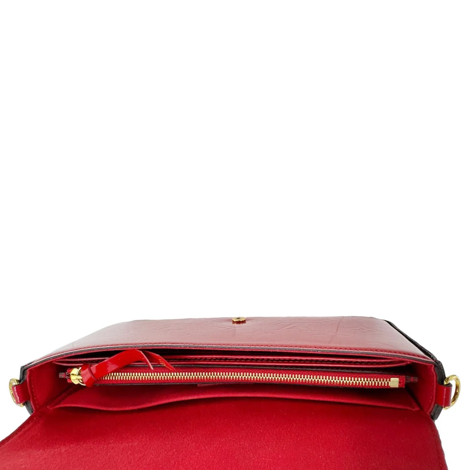 LOUIS VUITTON Felicie Pochette Monogram Vernis Crossbody Bag Red - Image 14