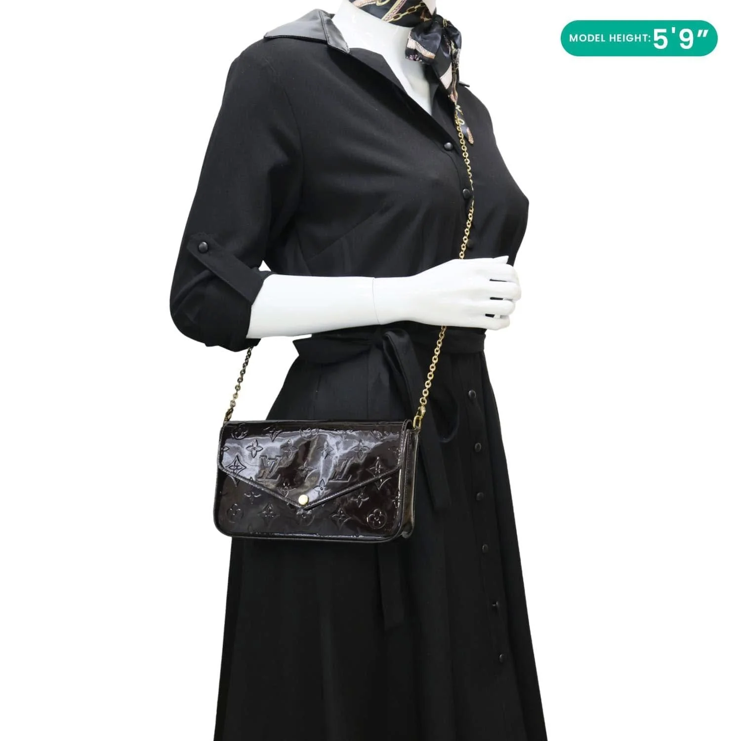 LOUIS VUITTON Felicie Pochette Monogram Vernis Shoulder Bag Amarante - Image 2