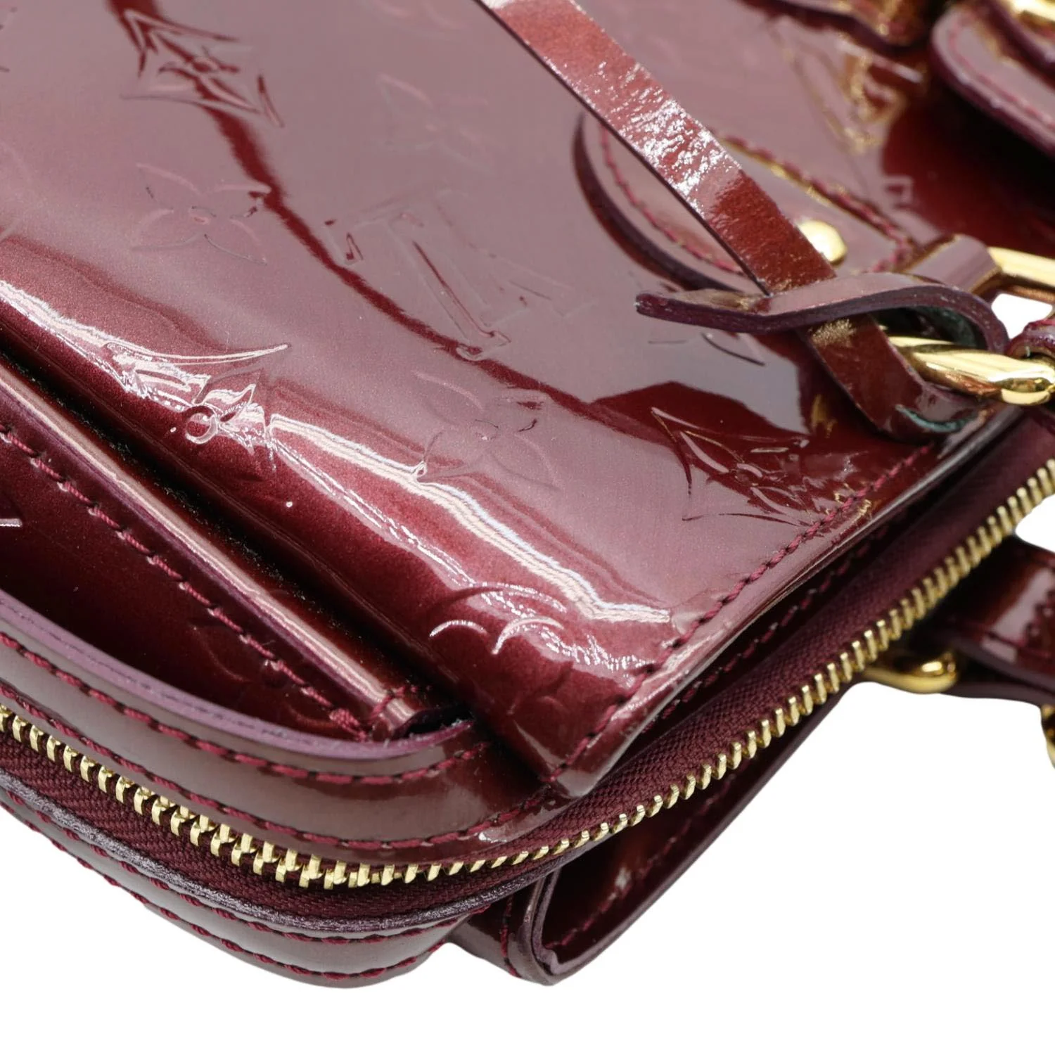 LOUIS VUITTON Melrose Avenue Monogram Vernis Leather Satchel Bag Rouge Fauviste - Image 5