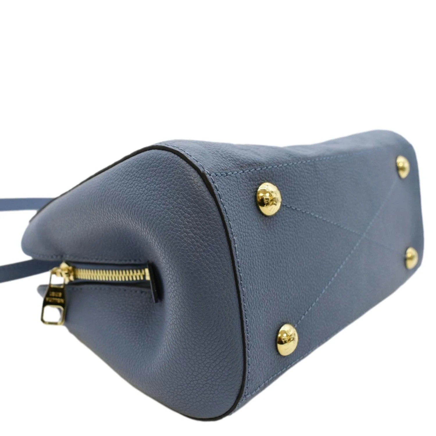 LOUIS VUITTON Montaigne BB Monogram Empreinte Leather Satchel Bag Blue - Image 8