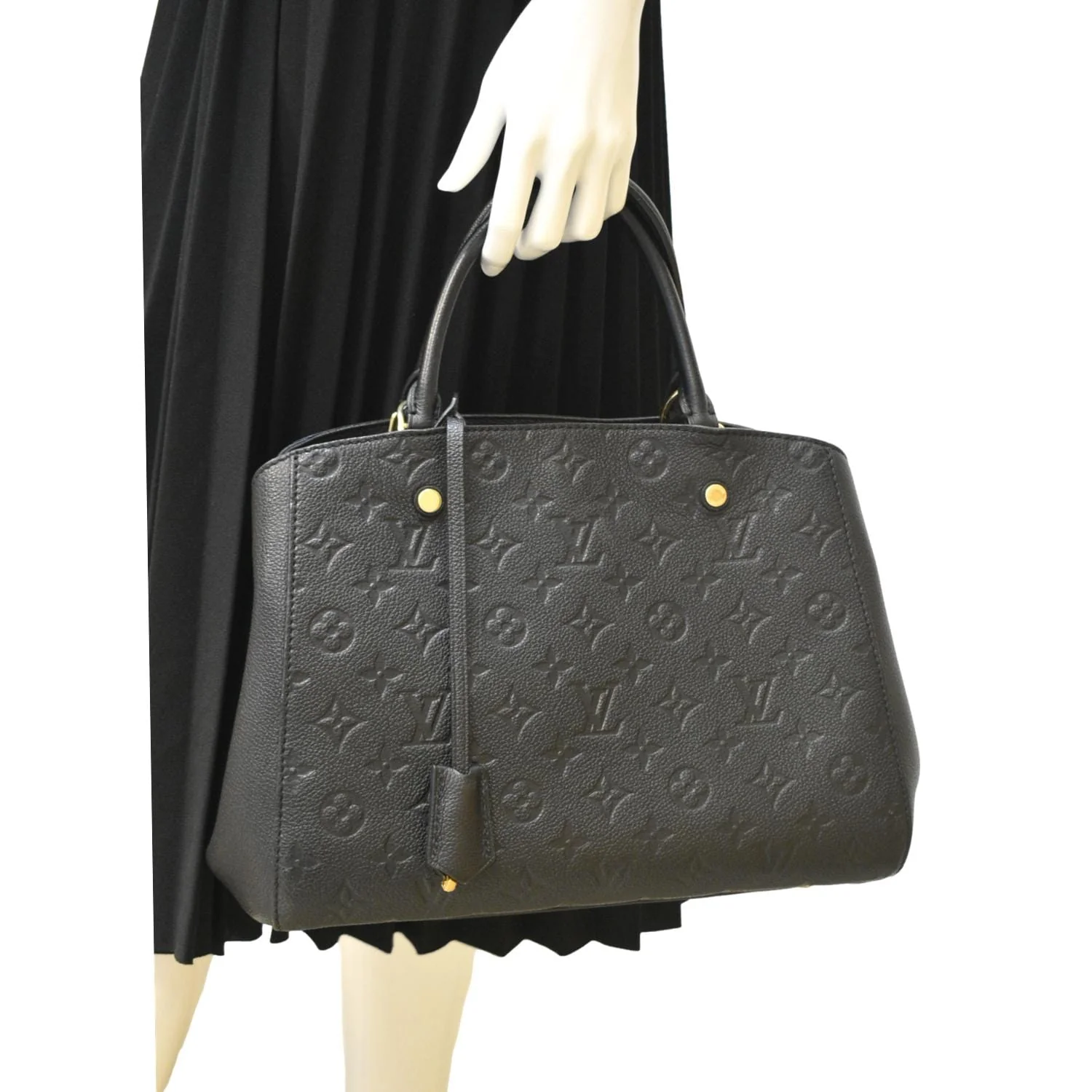 LOUIS VUITTON Montaigne MM Monogram Empreinte Satchel Shoulder Bag Black - Image 2
