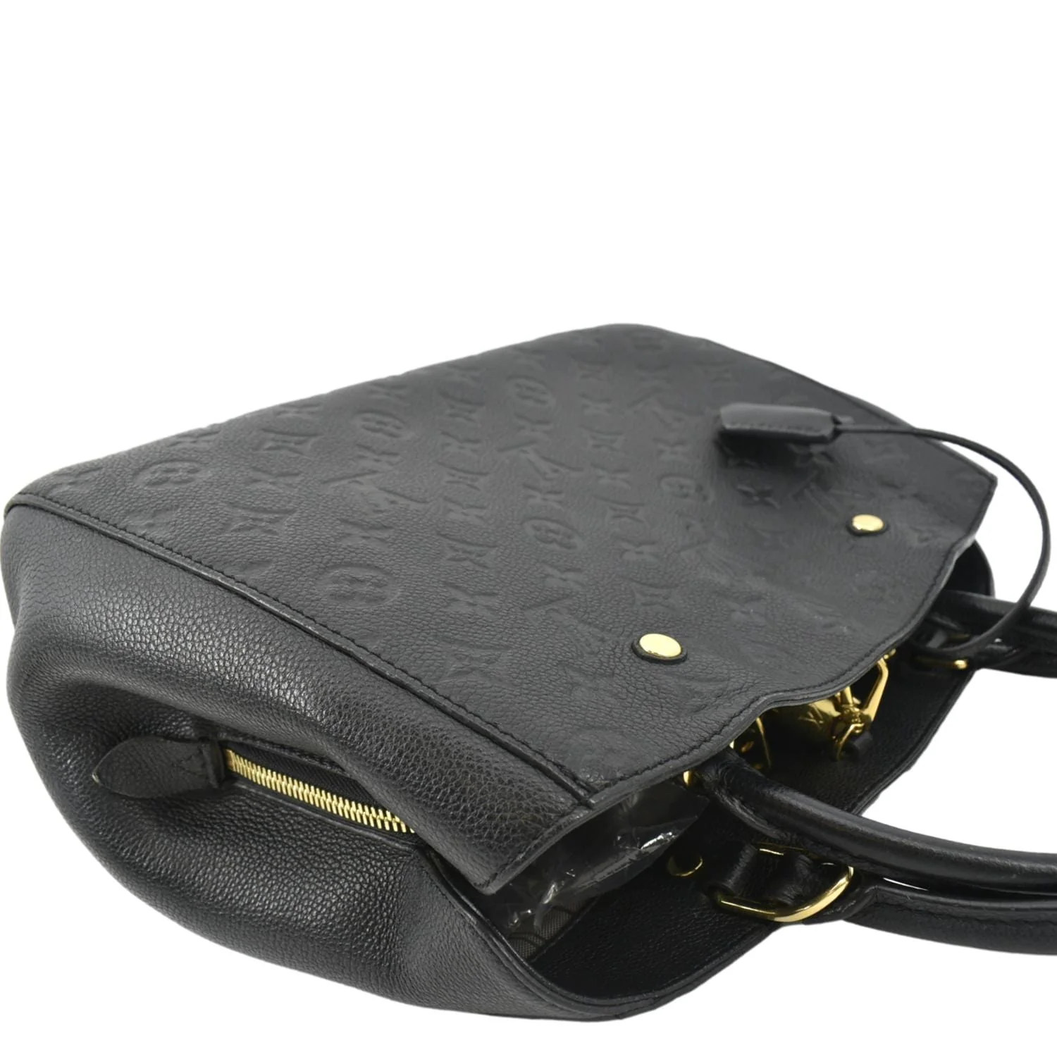 LOUIS VUITTON Montaigne MM Monogram Empreinte Satchel Shoulder Bag Black - Image 5