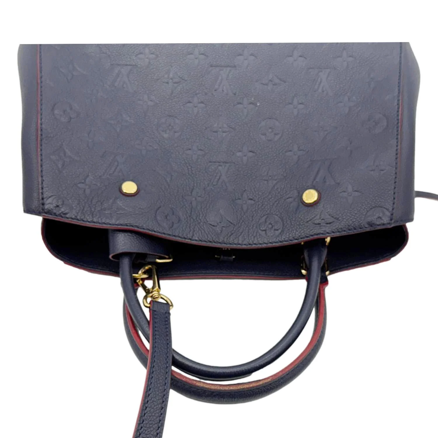 LOUIS VUITTON Montaigne MM Monogram Empreinte Shoulder Bag Navy Blue - Image 4