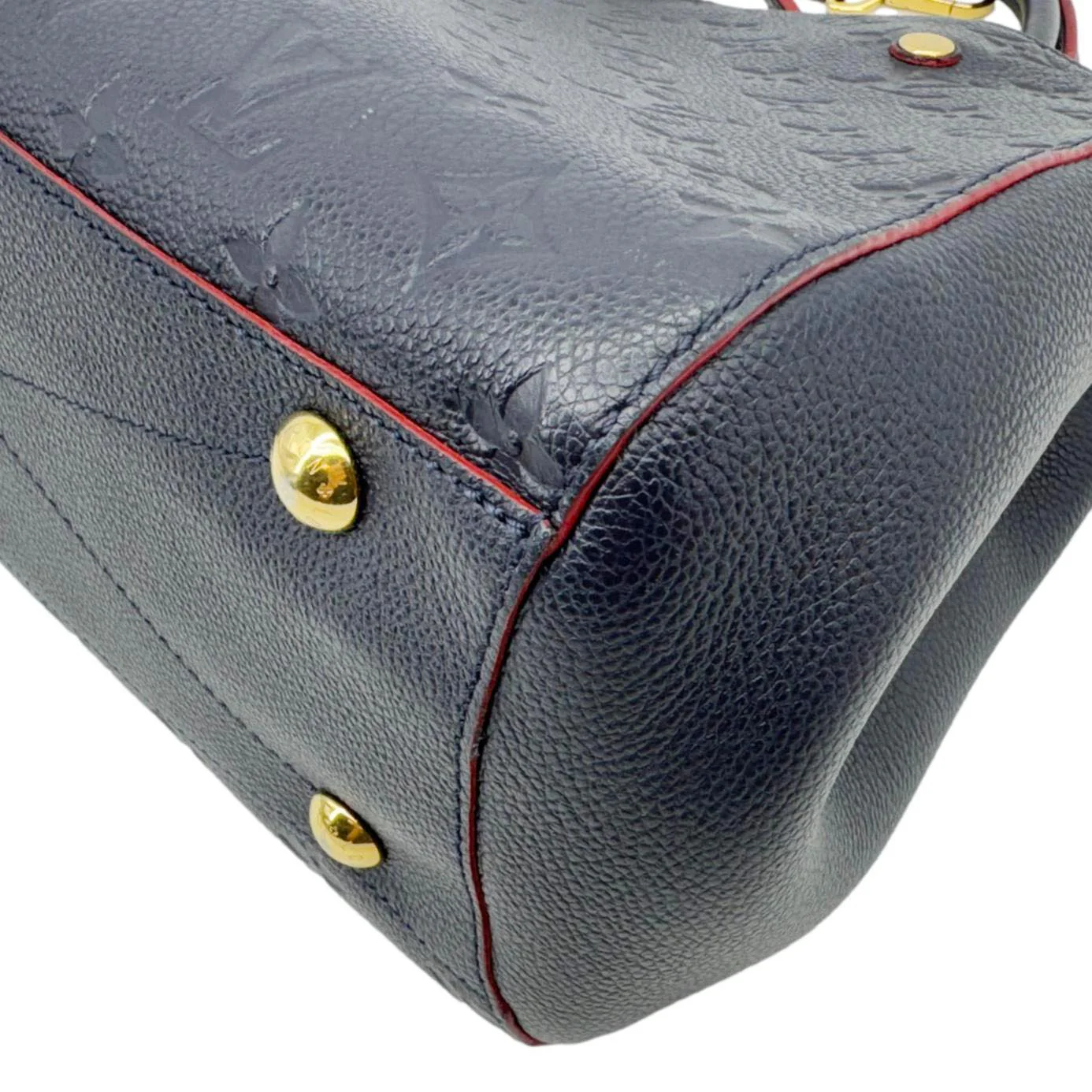 LOUIS VUITTON Montaigne MM Monogram Empreinte Shoulder Bag Navy Blue - Image 7