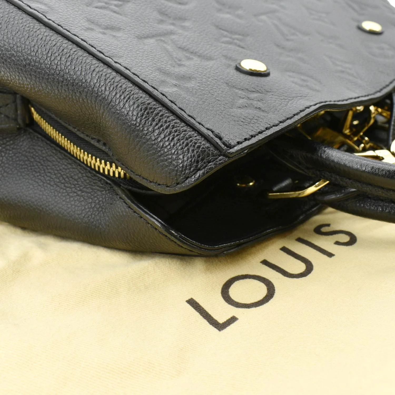 LOUIS VUITTON Montaigne BB Monogram Empreinte Leather Satchel Bag Black - Image 5