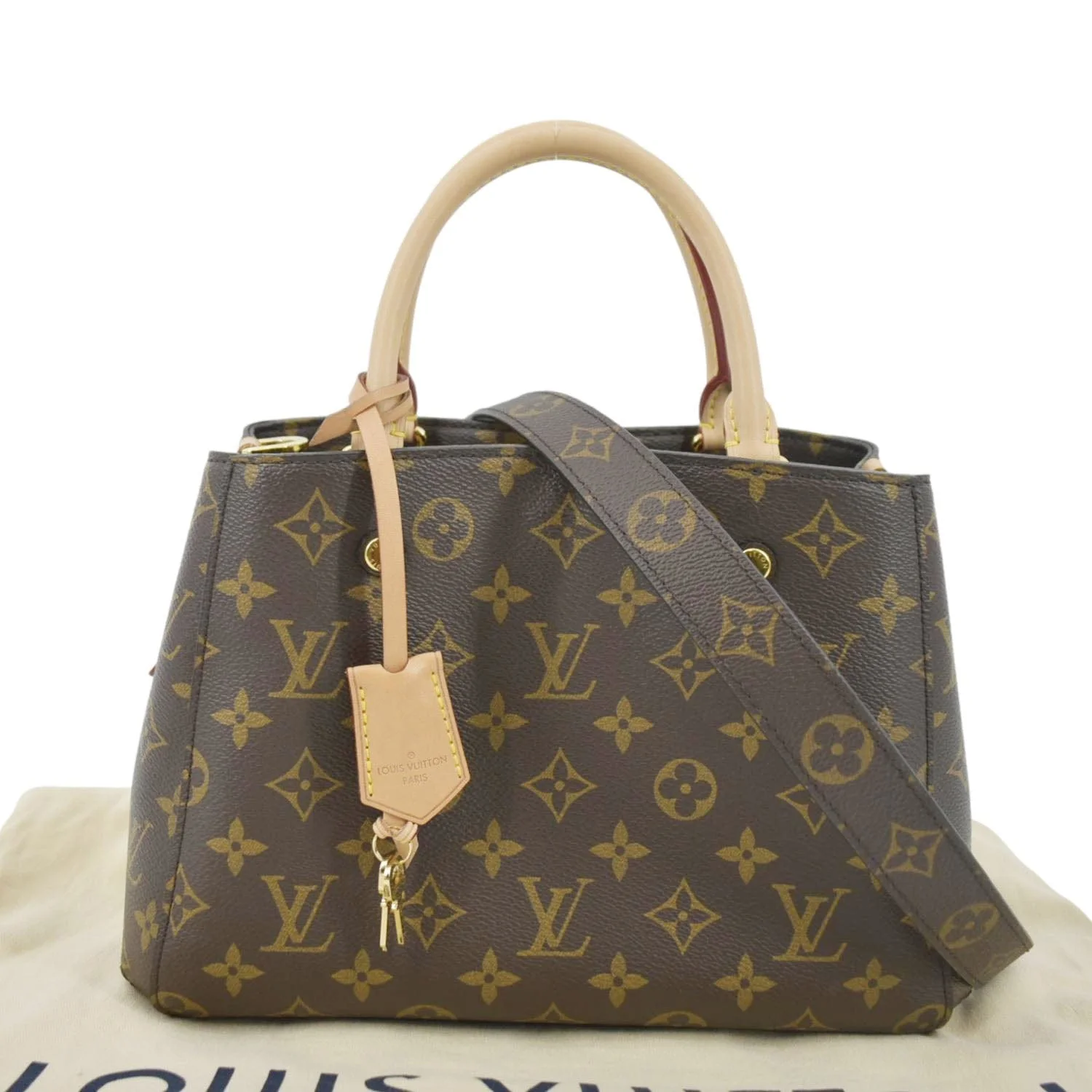 LOUIS VUITTON Montaigne BB Monogram Canvas Satchel Bag Brown - Image 3