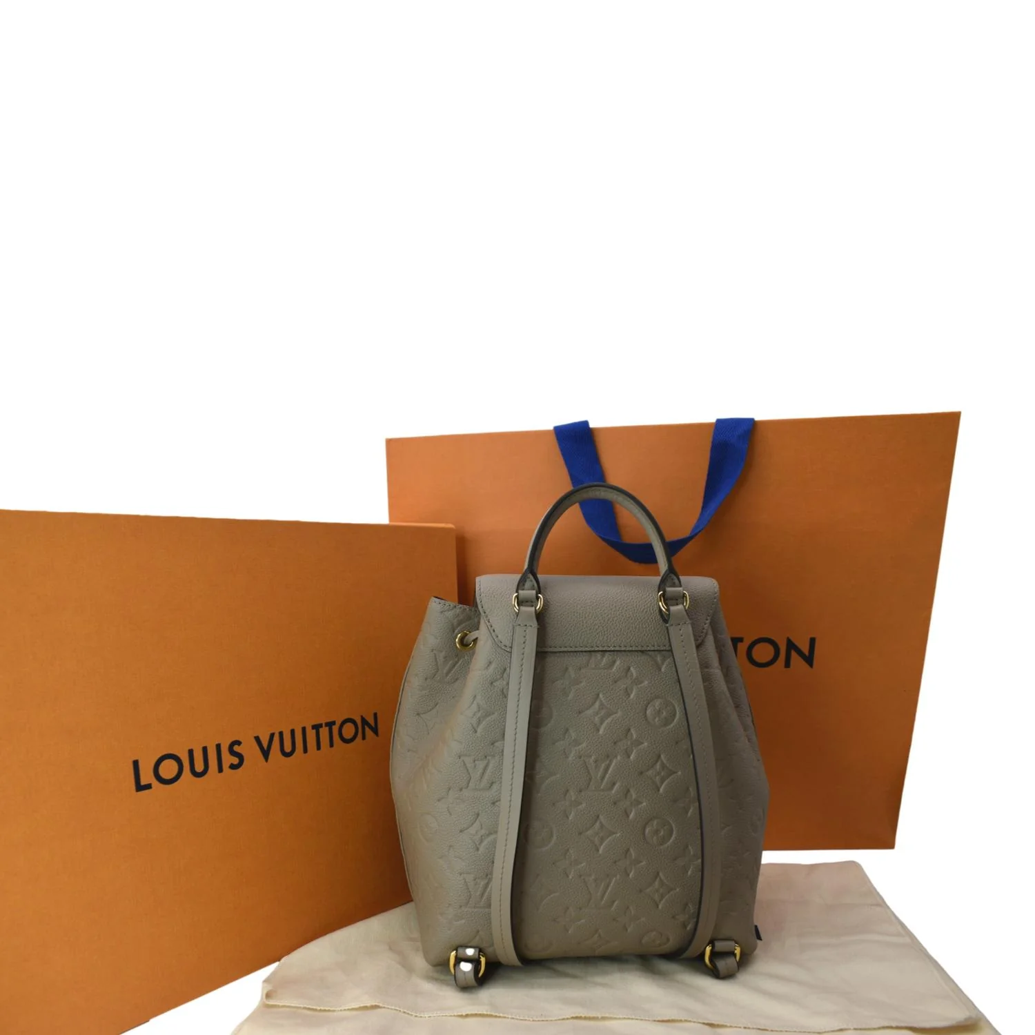 LOUIS VUITTON Montsouris Monogram Empreinte Leather Backpack Beige - Image 3