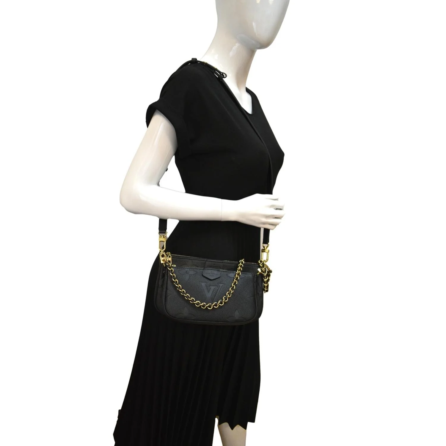 LOUIS VUITTON Multi Pochette Accessoires Monogram Empreinte Shoulder Bag Black - Image 2
