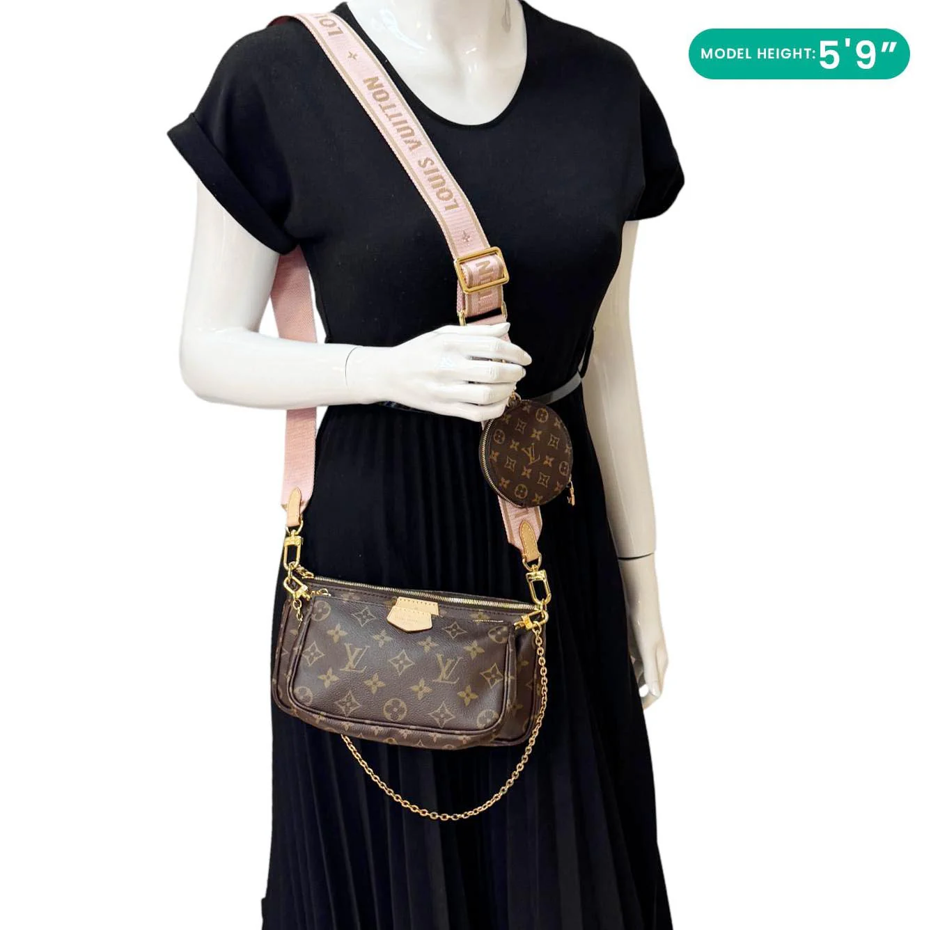 LOUIS VUITTON Multi Pochette Accessoires Monogram Canvas Crossbody Bag Brown - Image 2