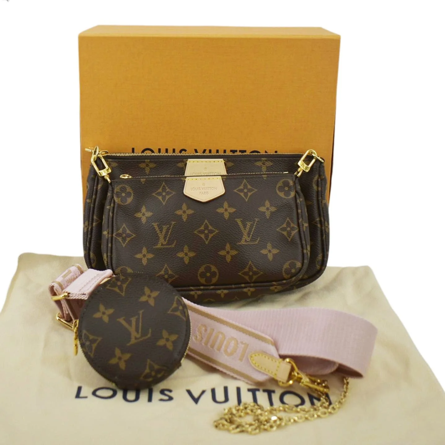 LOUIS VUITTON Multi Pochette Accessoires Monogram Canvas Shoulder Bag Light Pink - Image 3