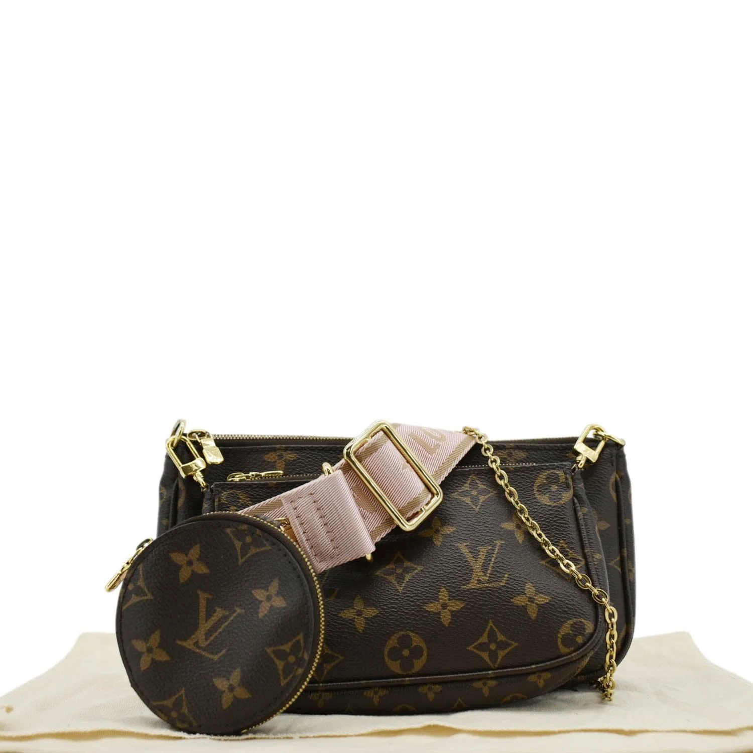 LOUIS VUITTON Multi Pochette Accessoires Monogram Canvas Crossbody Bag Brown - Image 3