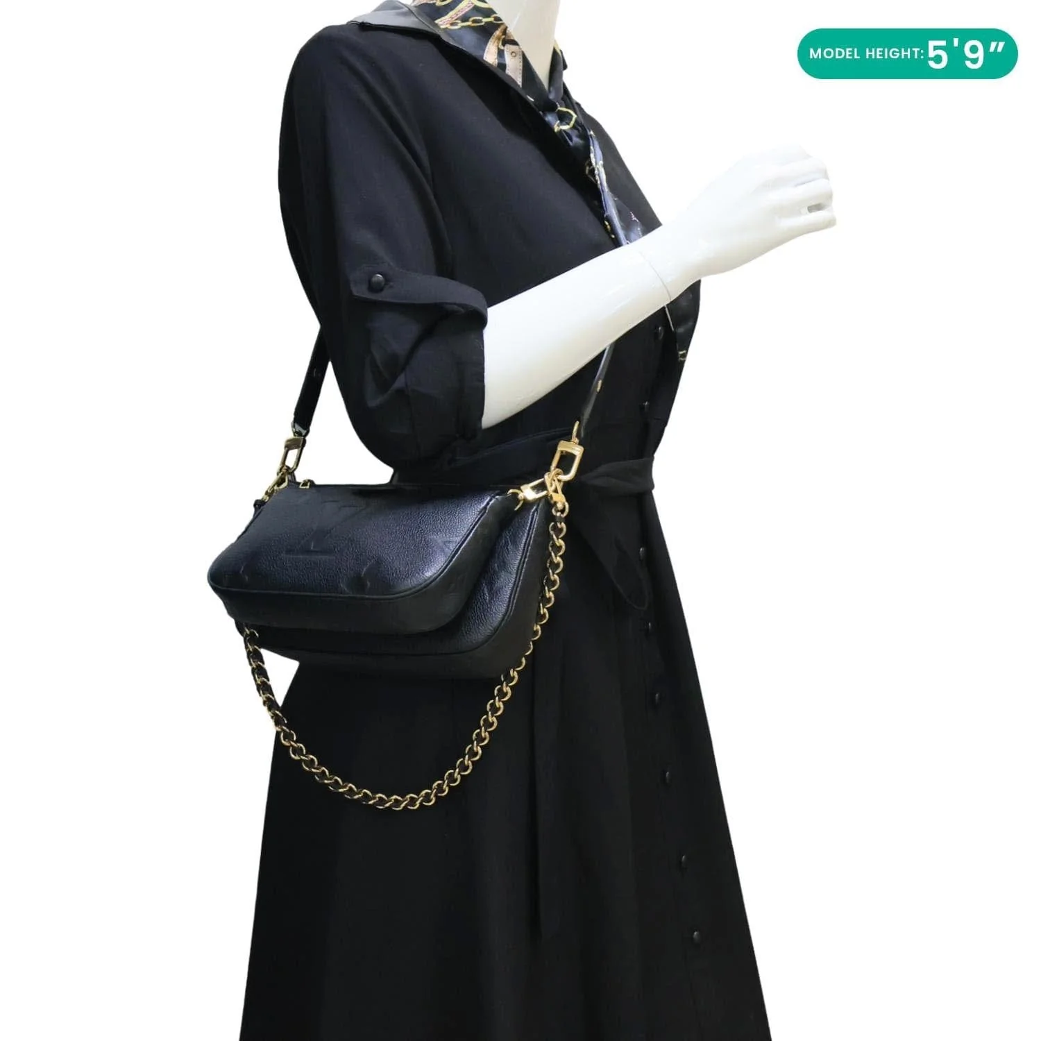 LOUIS VUITTON Multi Pochette Accessoires Monogram Empreinte Leather Crossbody Bag Black - Image 2