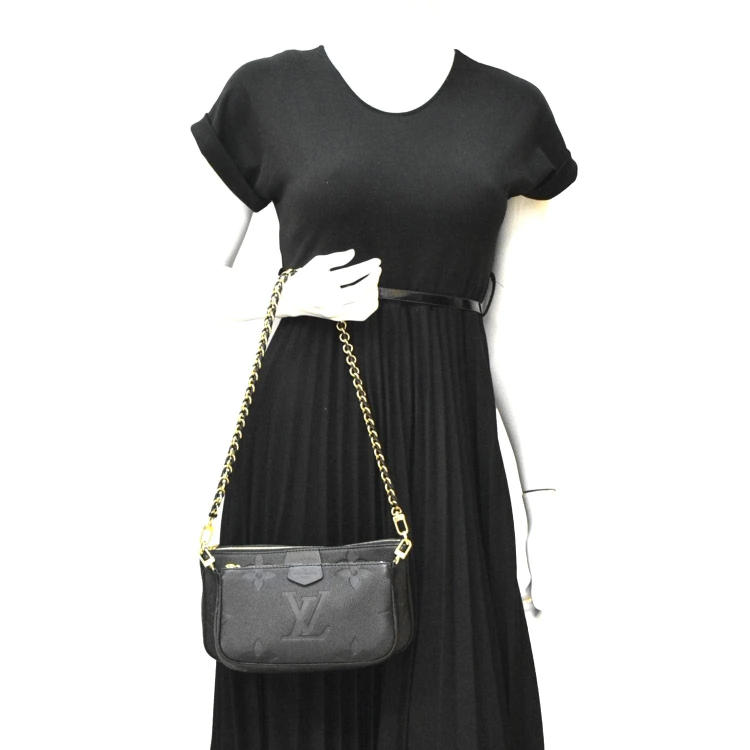 LOUIS VUITTON Multi Pochette Accessoires Monogram Empreinte Leather Crossbody Bag Black - Image 2