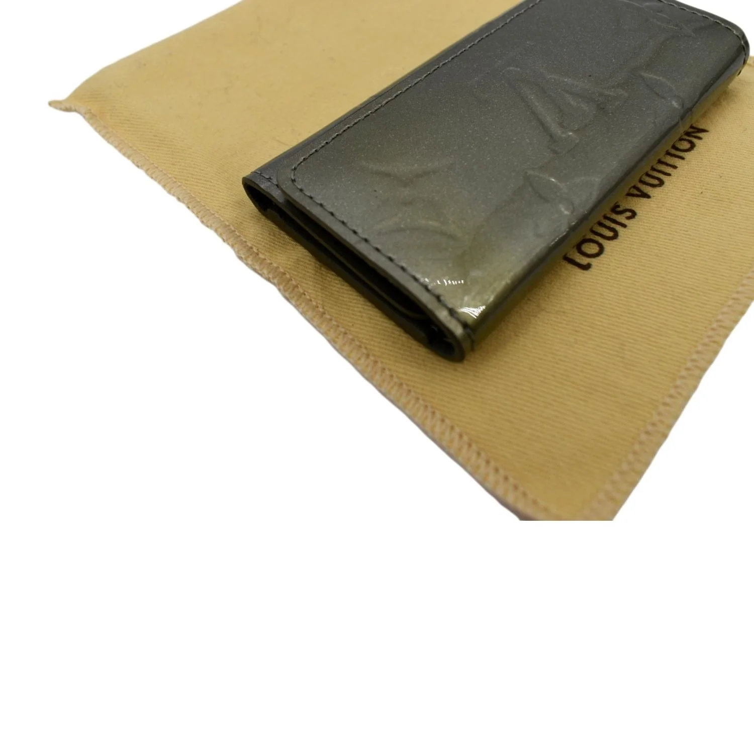 LOUIS VUITTON Multicles Vernis Leather 4 Key Holder Greenish Gray - Image 7