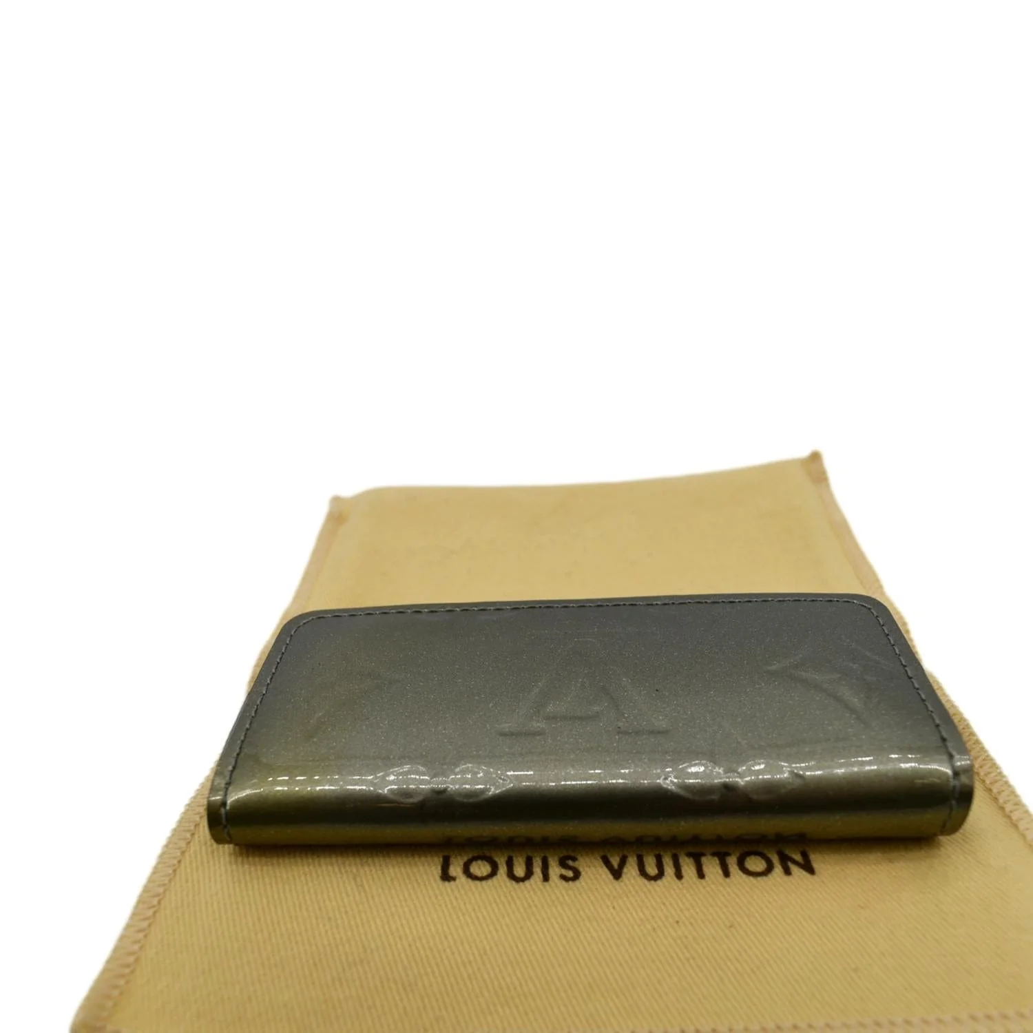 LOUIS VUITTON Multicles Vernis Leather 4 Key Holder Greenish Gray - Image 8