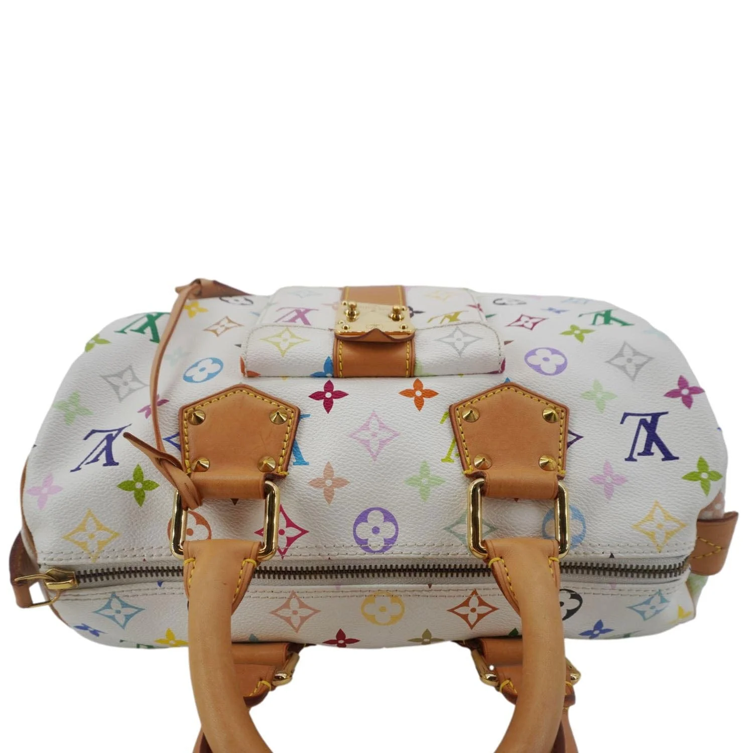 LOUIS VUITTON Speedy 30 Monogram Multicolor Canvas Satchel Bag White - Image 6
