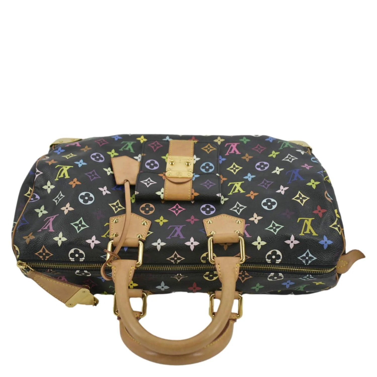 LOUIS VUITTON Speedy 40 Monogram Multicolor Satchel Bag Black - Image 4
