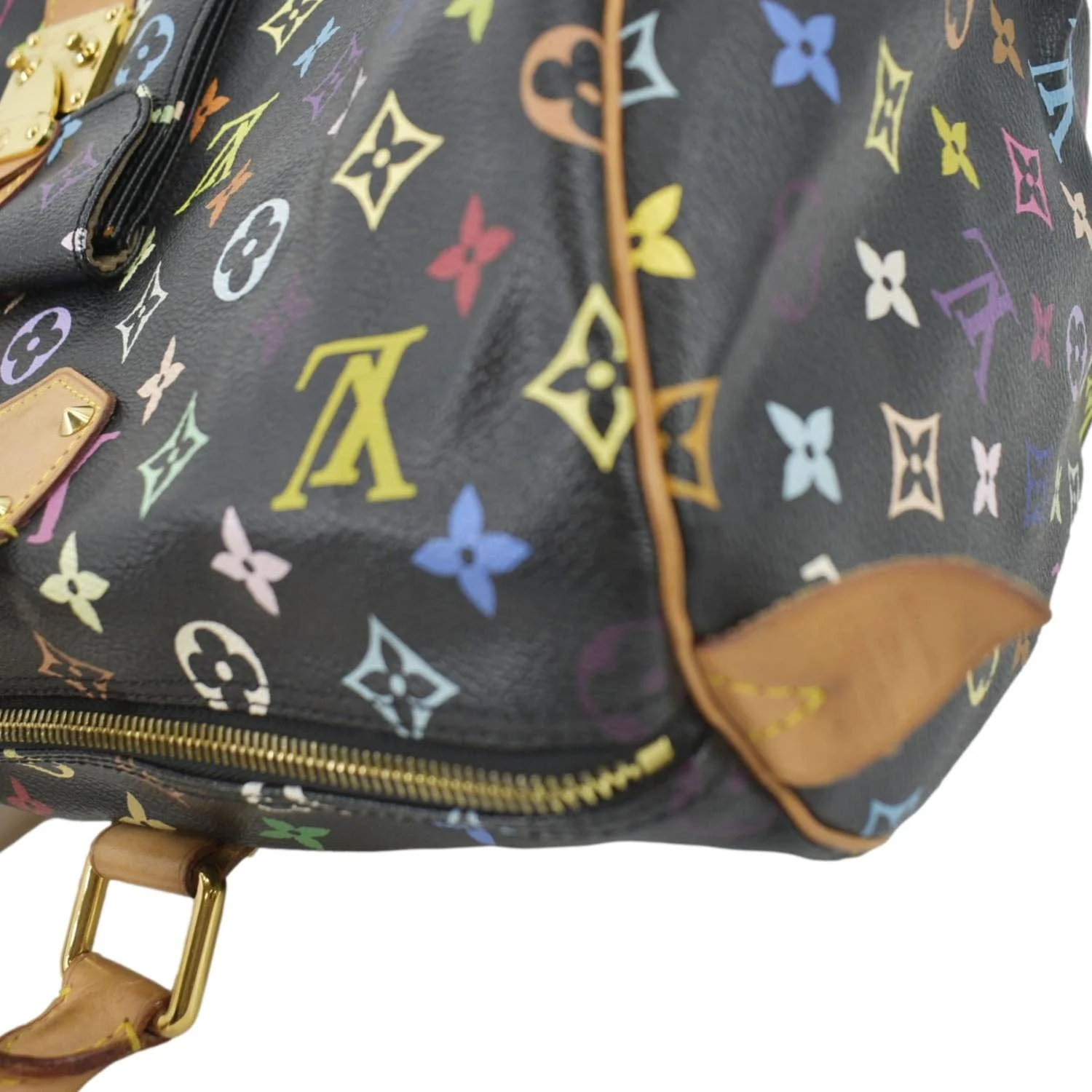 LOUIS VUITTON Speedy 40 Monogram Multicolor Satchel Bag Black - Image 6