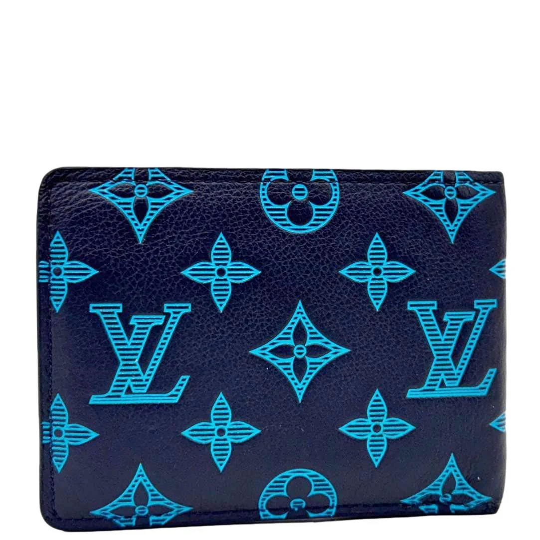 LOUIS VUITTON Multiple Bi-fold Monogram Shadow Wallet Blue - Image 4