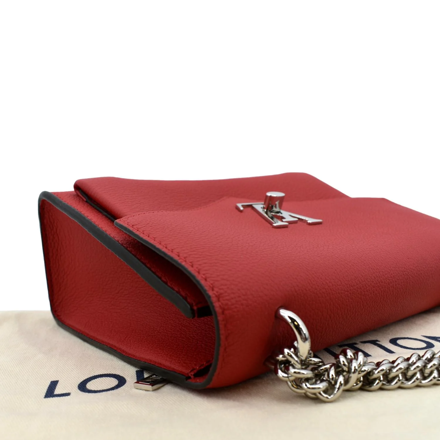 LOUIS VUITTON My Lockme Chain Leather Shoulder Bag Red - Image 5
