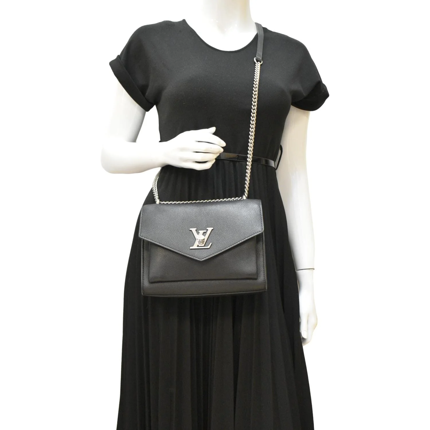 LOUIS VUITTON Mylockme BB Leather Chain Shoulder Bag Black - Image 2