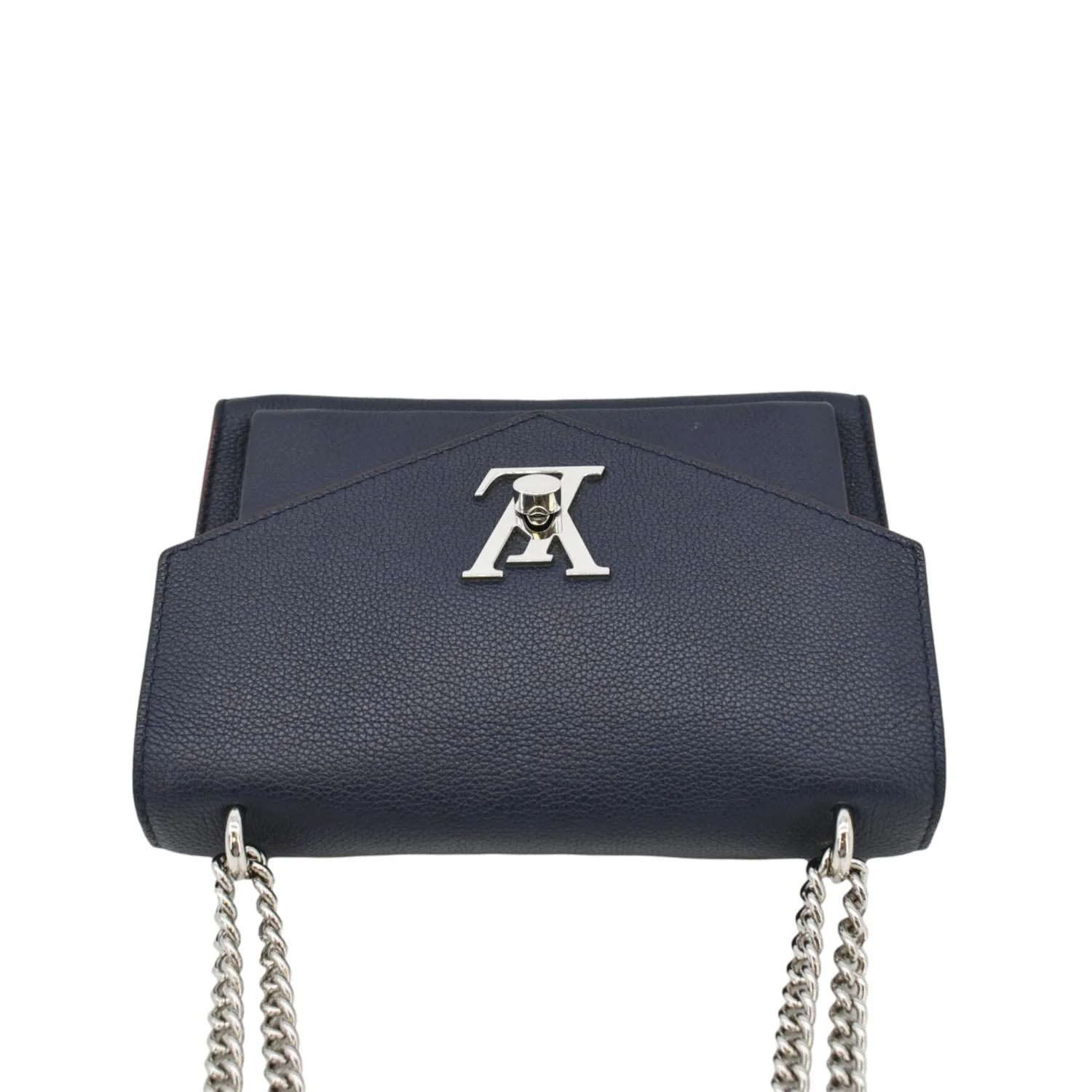 LOUIS VUITTON Mylockme Leather Chain Shoulder Bag Navy Blue - Image 4