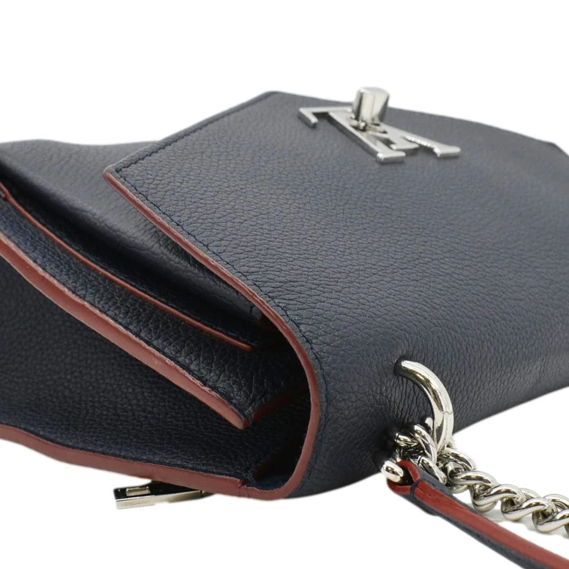 LOUIS VUITTON Mylockme Leather Chain Shoulder Bag Navy Blue - Image 5