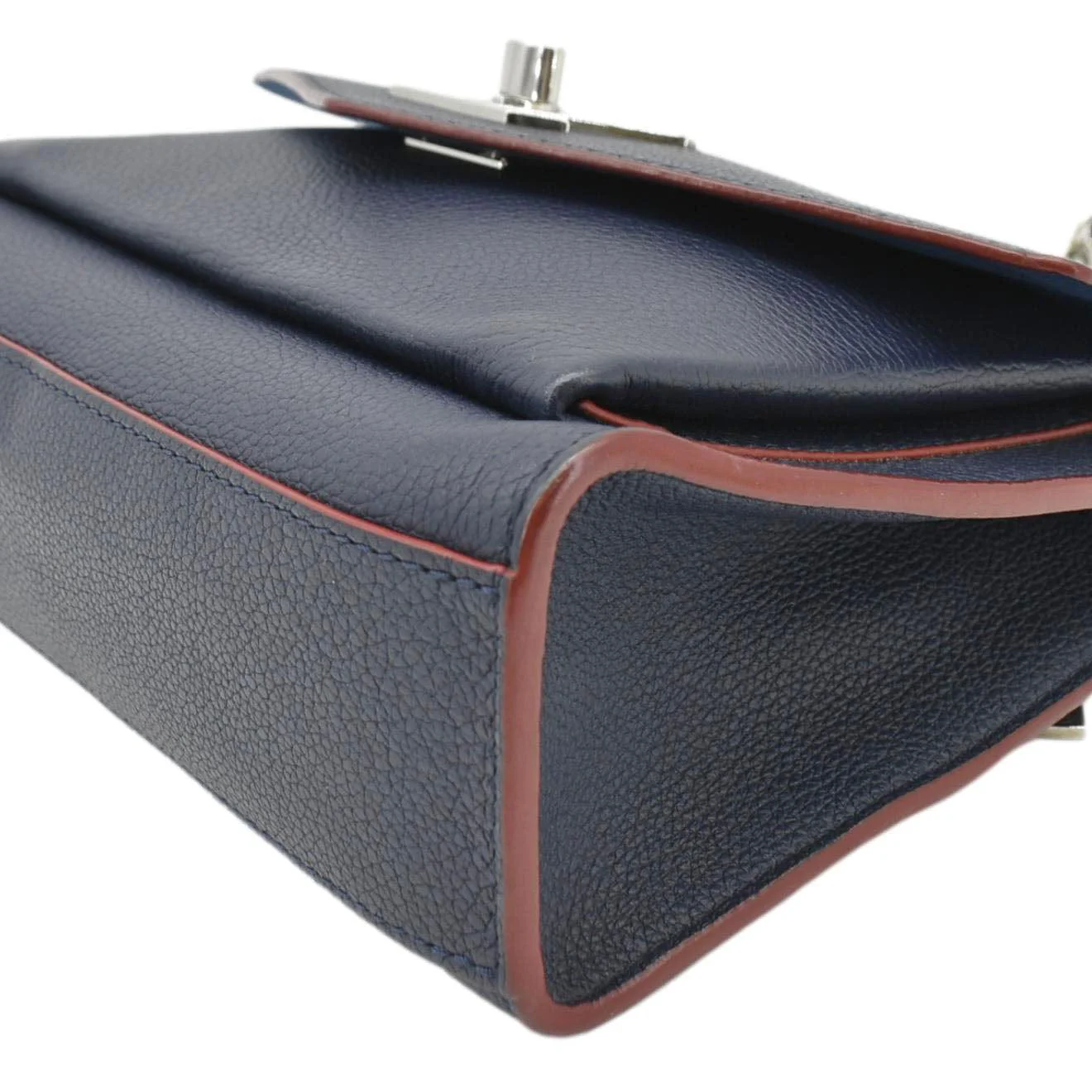 LOUIS VUITTON Mylockme Leather Chain Shoulder Bag Navy Blue - Image 7