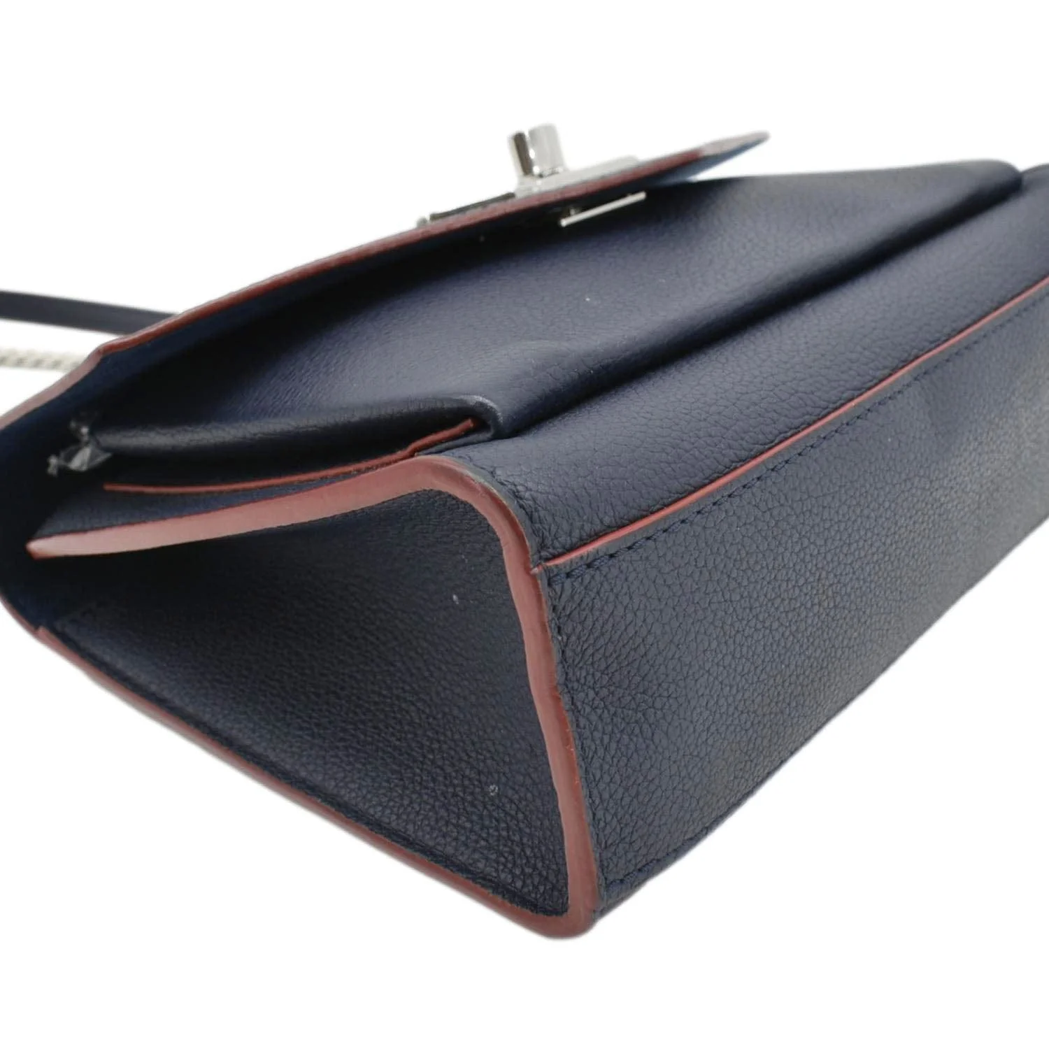LOUIS VUITTON Mylockme Leather Chain Shoulder Bag Navy Blue - Image 8