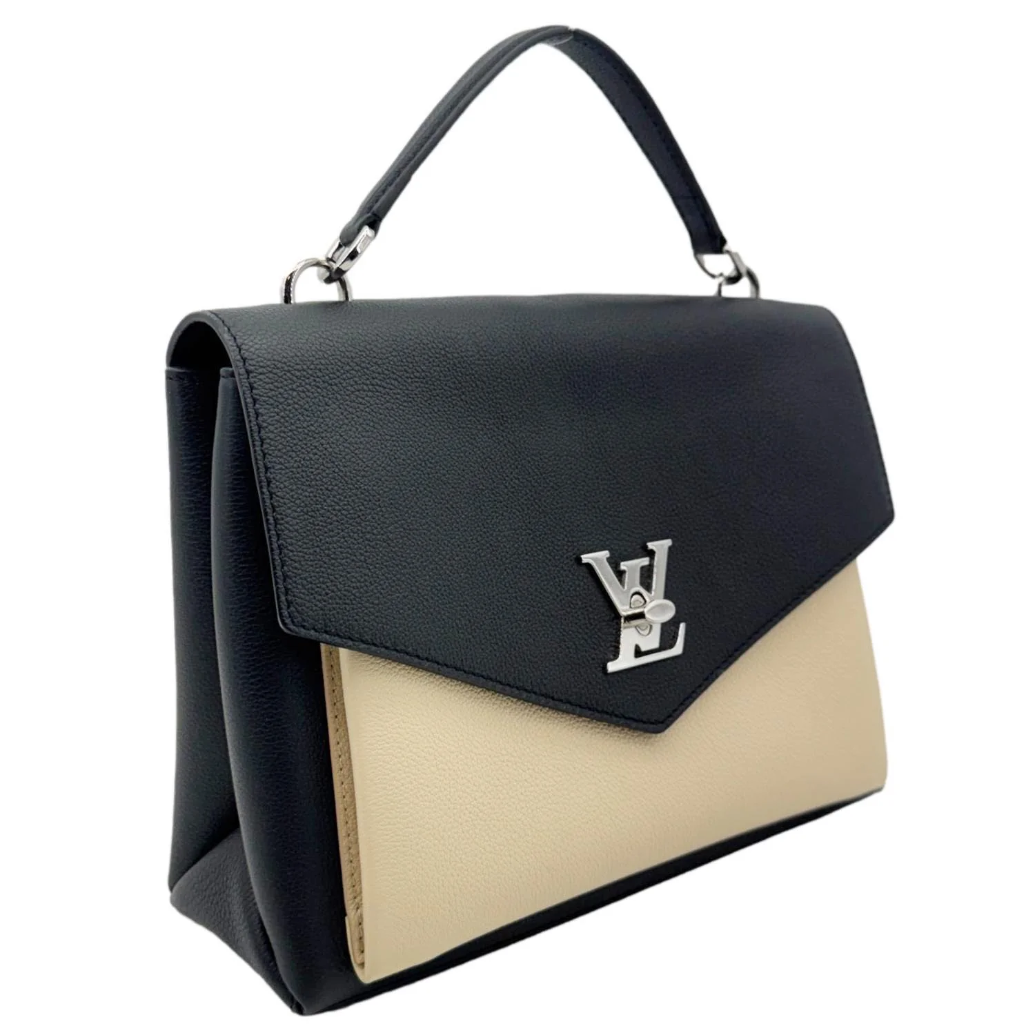 LOUIS VUITTON Mylockme Soft Calfskin Leather Top Handle Shoulder Bag Creme - Image 10