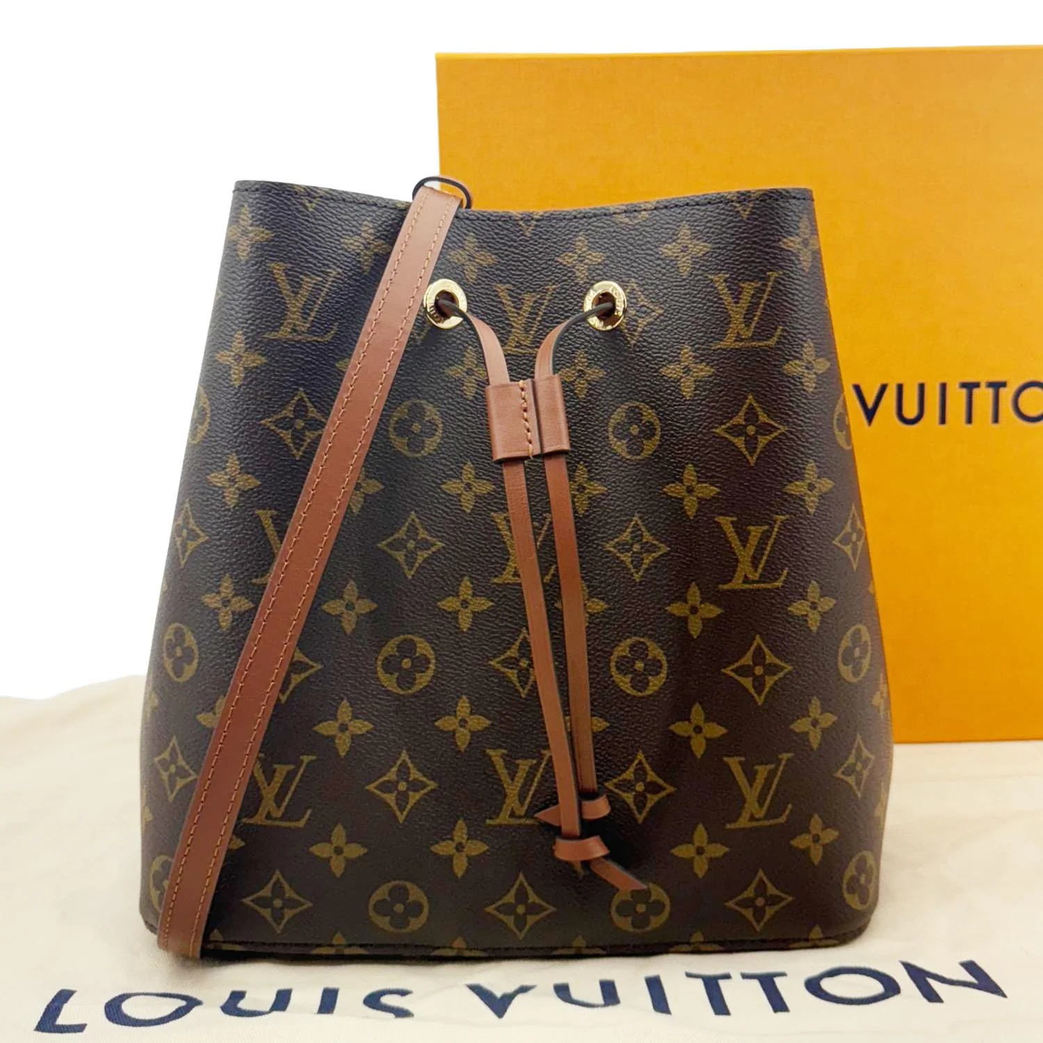 LOUIS VUITTON Neonoe MM Monogram Canvas Shoulder Bag Caramel - Image 3