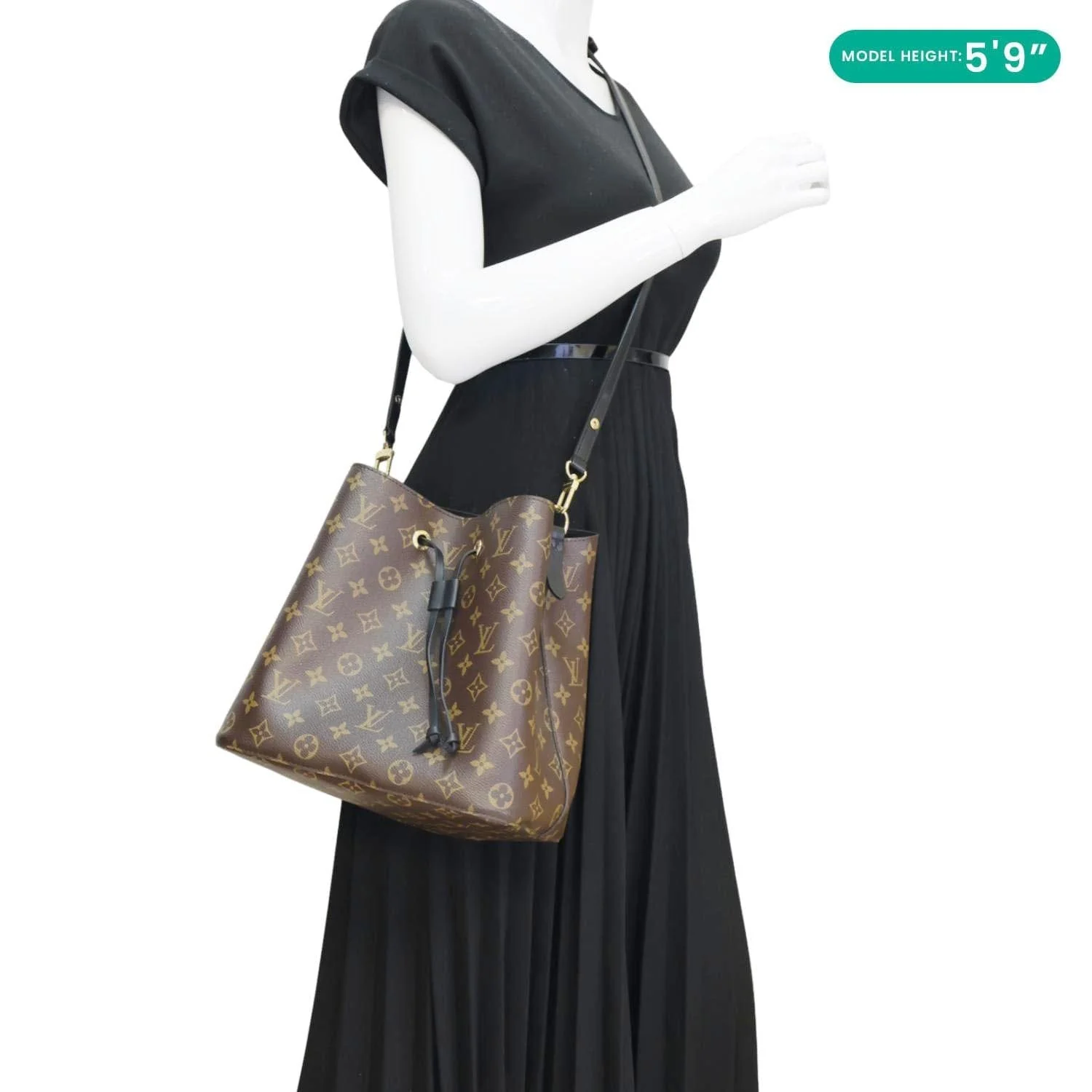 LOUIS VUITTON Neonoe MM Monogram Canvas Shoulder Bag Black - Image 2
