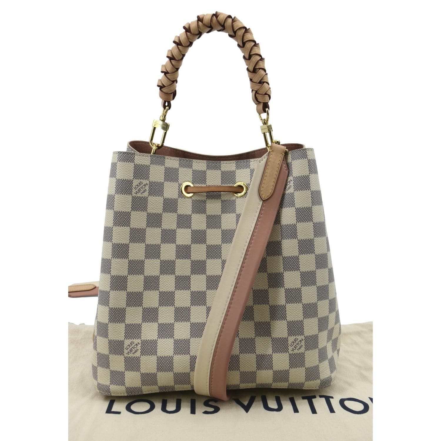 LOUIS VUITTON Neonoe Braided Handle Damier Azur Crossbody Bag White - Image 4