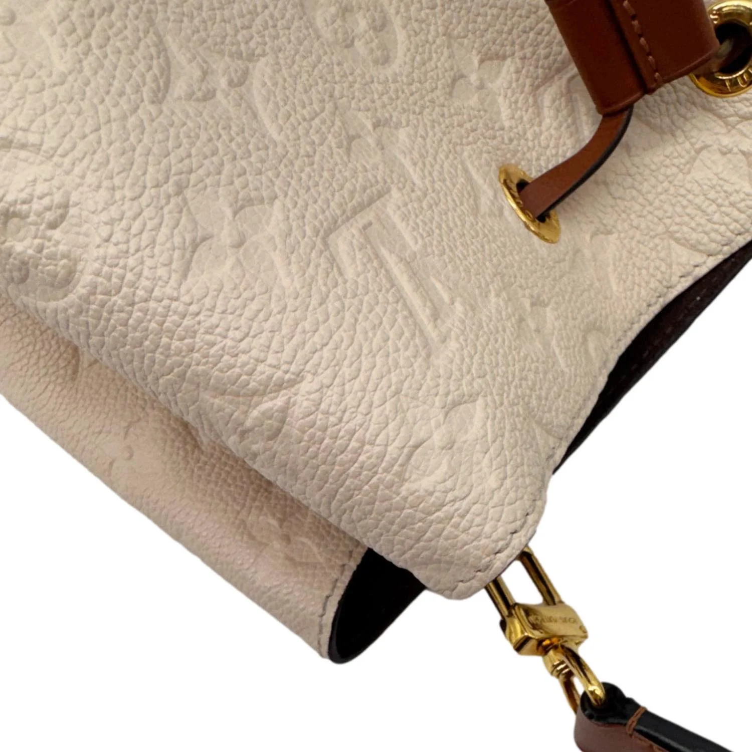 LOUIS VUITTON NeoNoe MM Monogram Empreinte Leather Shoulder Bag Beige - Image 6