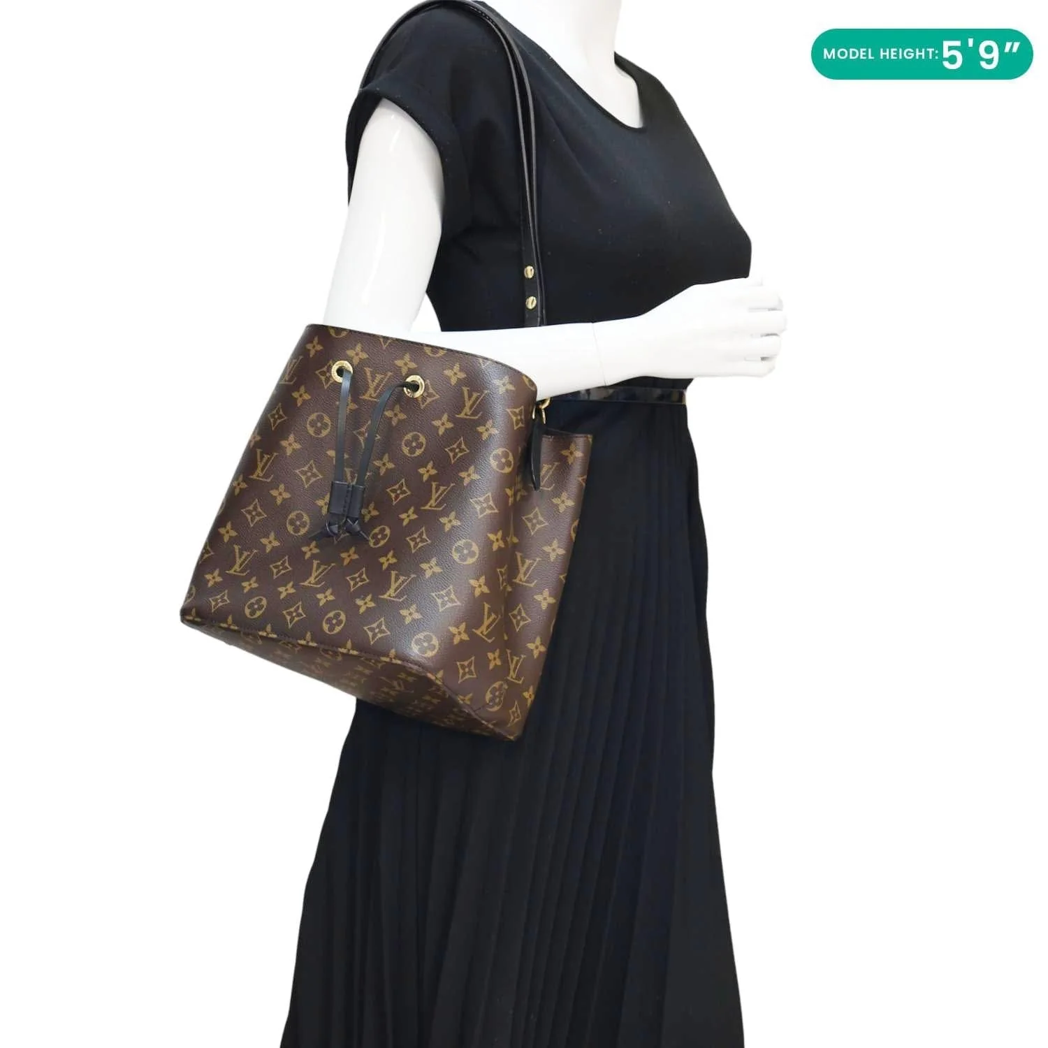 LOUIS VUITTON Neonoe MM Monogram Canvas Shoulder Bag Black - Image 2