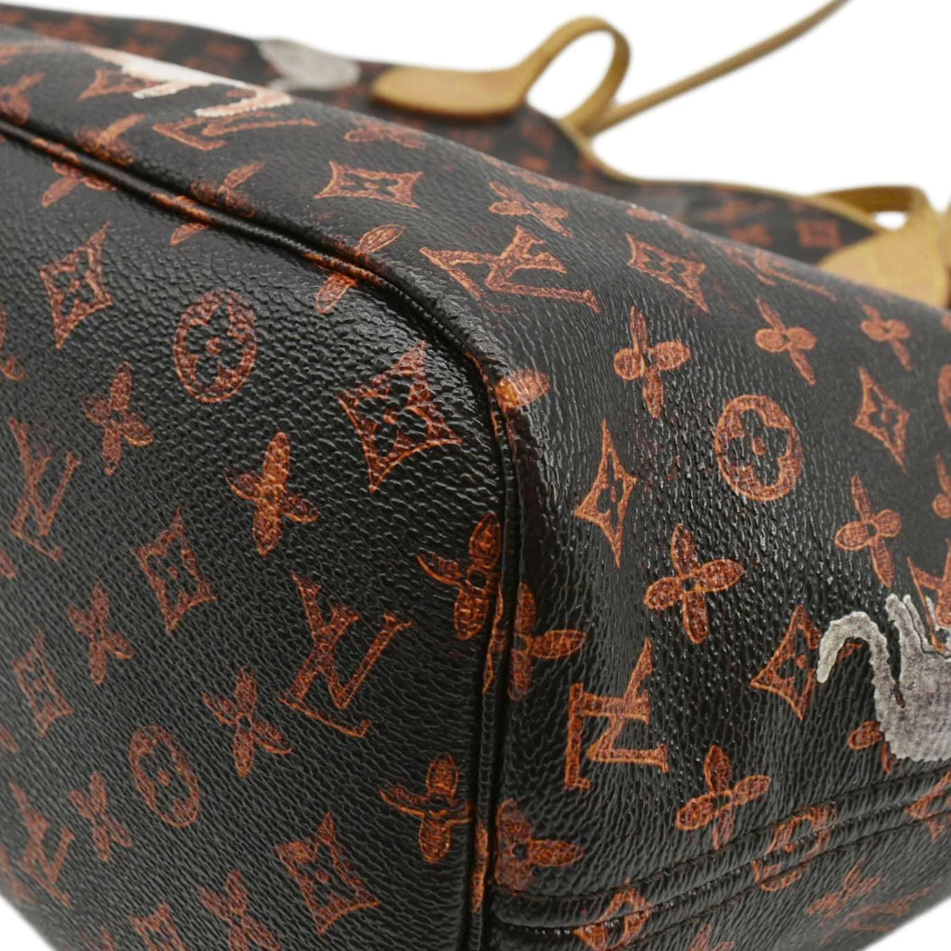 LOUIS VUITTON Neverfull Catogram MM Canvas Tote Bag Orange - Image 7