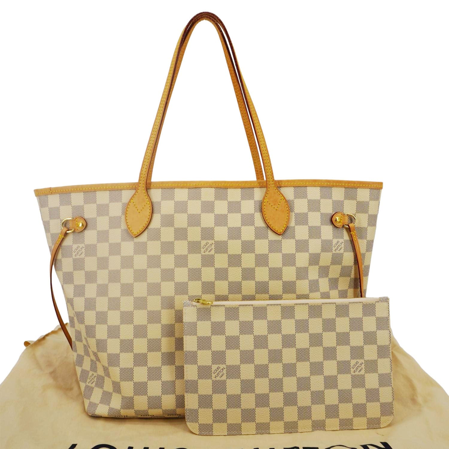LOUIS VUITTON Neverfull MM Damier Azur Tote Shoulder Bag White - Image 3