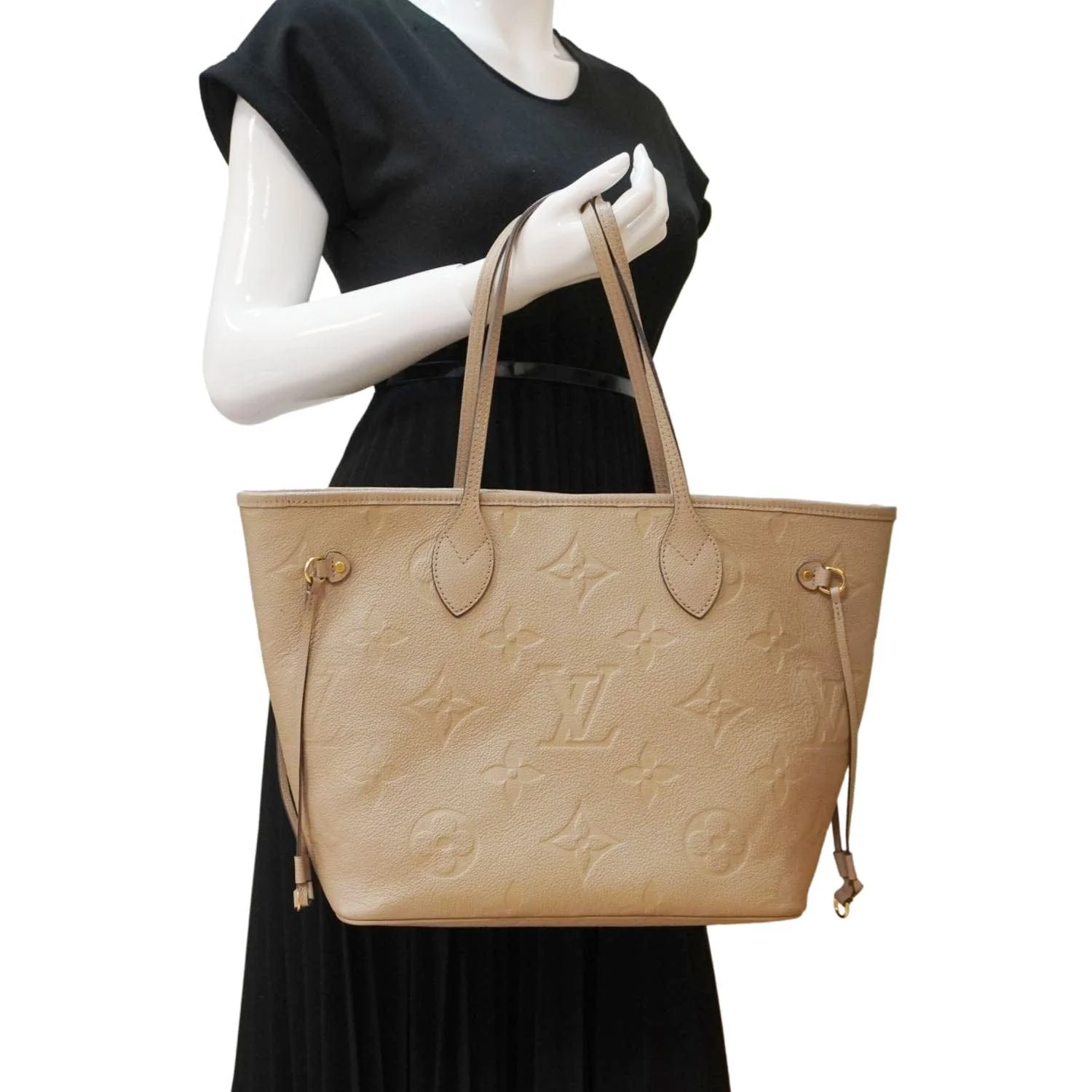 LOUIS VUITTON Neverfull MM Empreinte Leather Tote Shoulder Bag Beige - Image 2