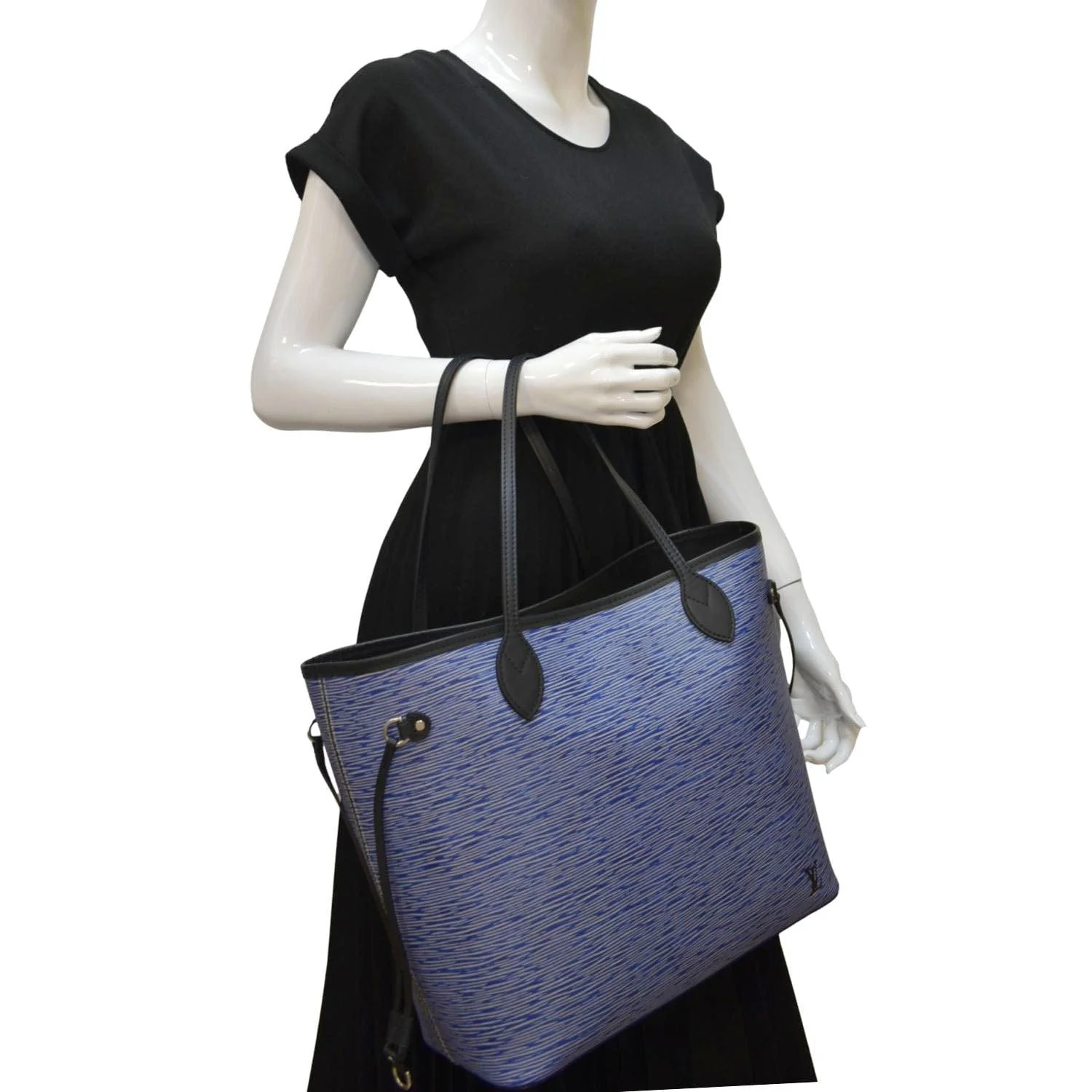 LOUIS VUITTON Neverfull Epi Leather Tote Shoulder Bag Denim Blue - Image 2